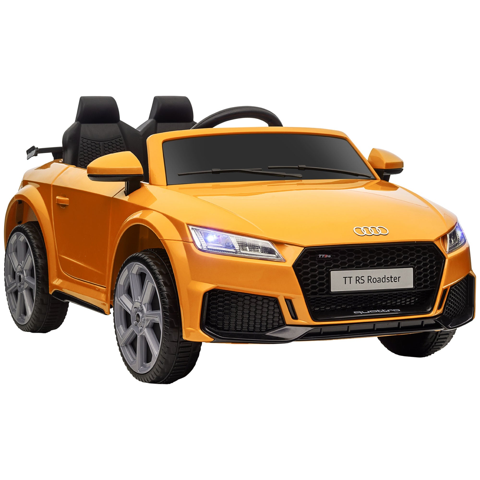 Aosom 6V Kids Electric Ride On Car, Licensed Audi TT RS with Suspension System and Remote Control, Horn, 5 Songs, Lights, MP3 Player - Yellow - Tuesday Morning - Riding Toys