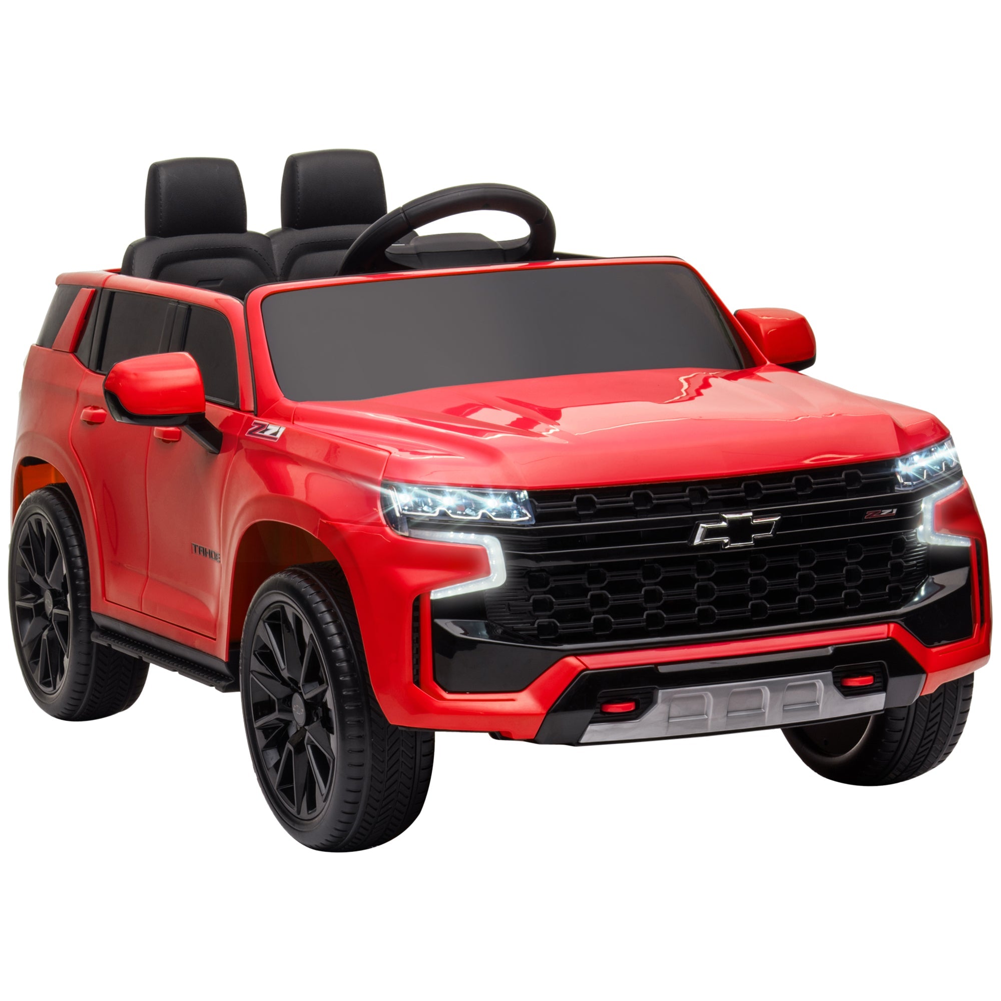 Aosom Chevrolet TAHOE Licensed Kids Ride on Car, 12V Battery Powered Kids Electric Car with Remote Control, Music, Lights, Horn, Suspension for 3 - 6 Years Old, Red - Tuesday Morning - Riding Toys