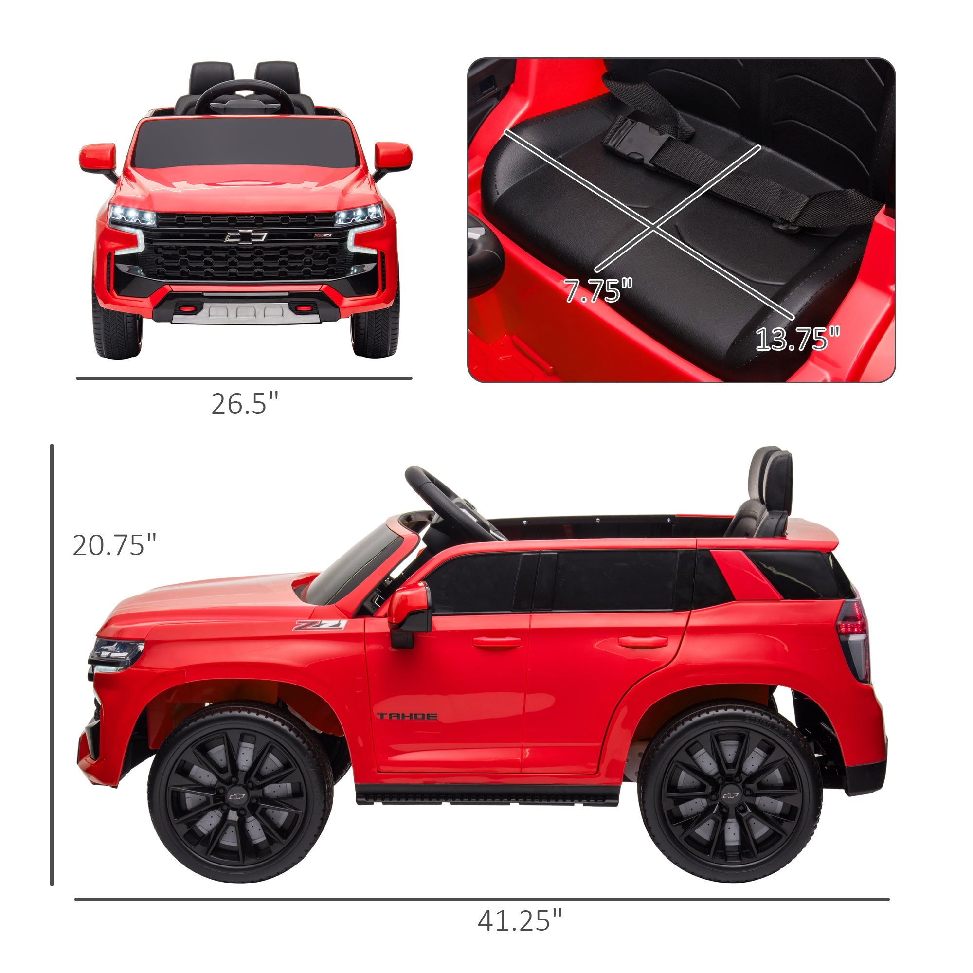 Aosom Chevrolet TAHOE Licensed Kids Ride on Car, 12V Battery Powered Kids Electric Car with Remote Control, Music, Lights, Horn, Suspension for 3 - 6 Years Old, Red - Tuesday Morning - Riding Toys