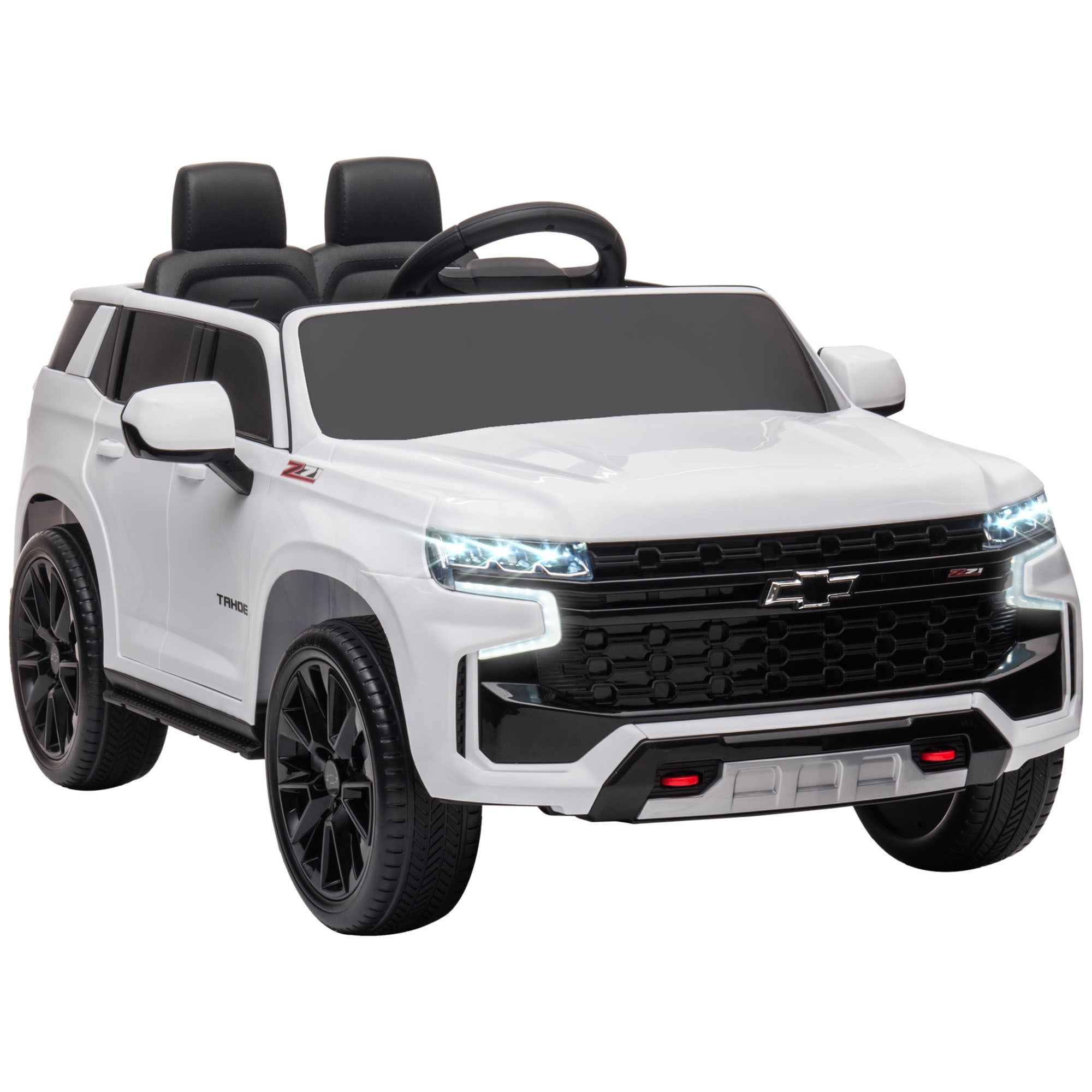 Aosom Chevrolet TAHOE Licensed Kids Ride on Car, 12V Battery Powered Kids Electric Car with Remote Control, Music, Lights, Horn, Suspension for 3 - 6 Years Old, White - Tuesday Morning - Riding Toys