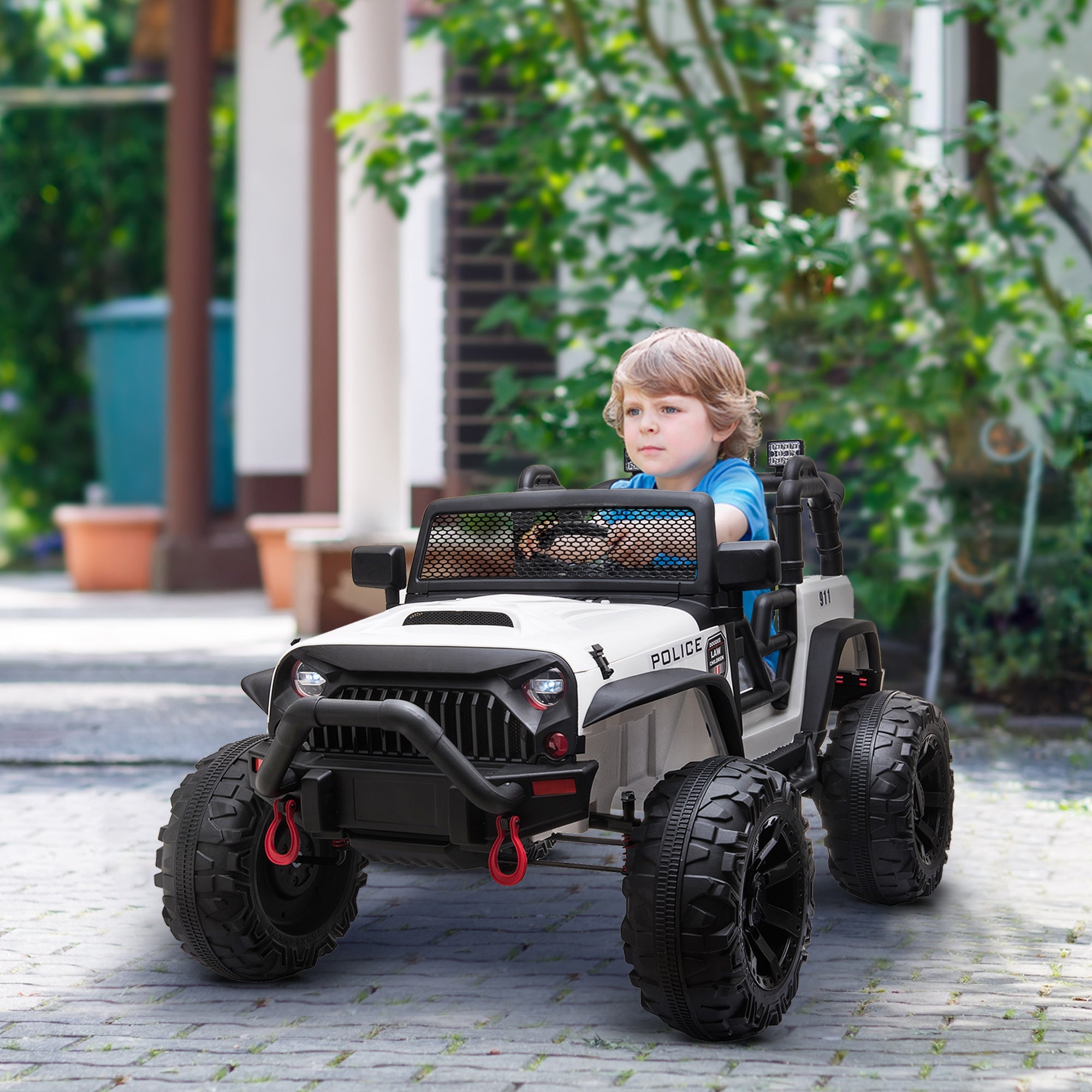 Aosom Kids Ride On Car 12V Battery - Powered Electric Truck with Wide Seat, Parent Remote Control & Music, White - Tuesday Morning - Riding Toys