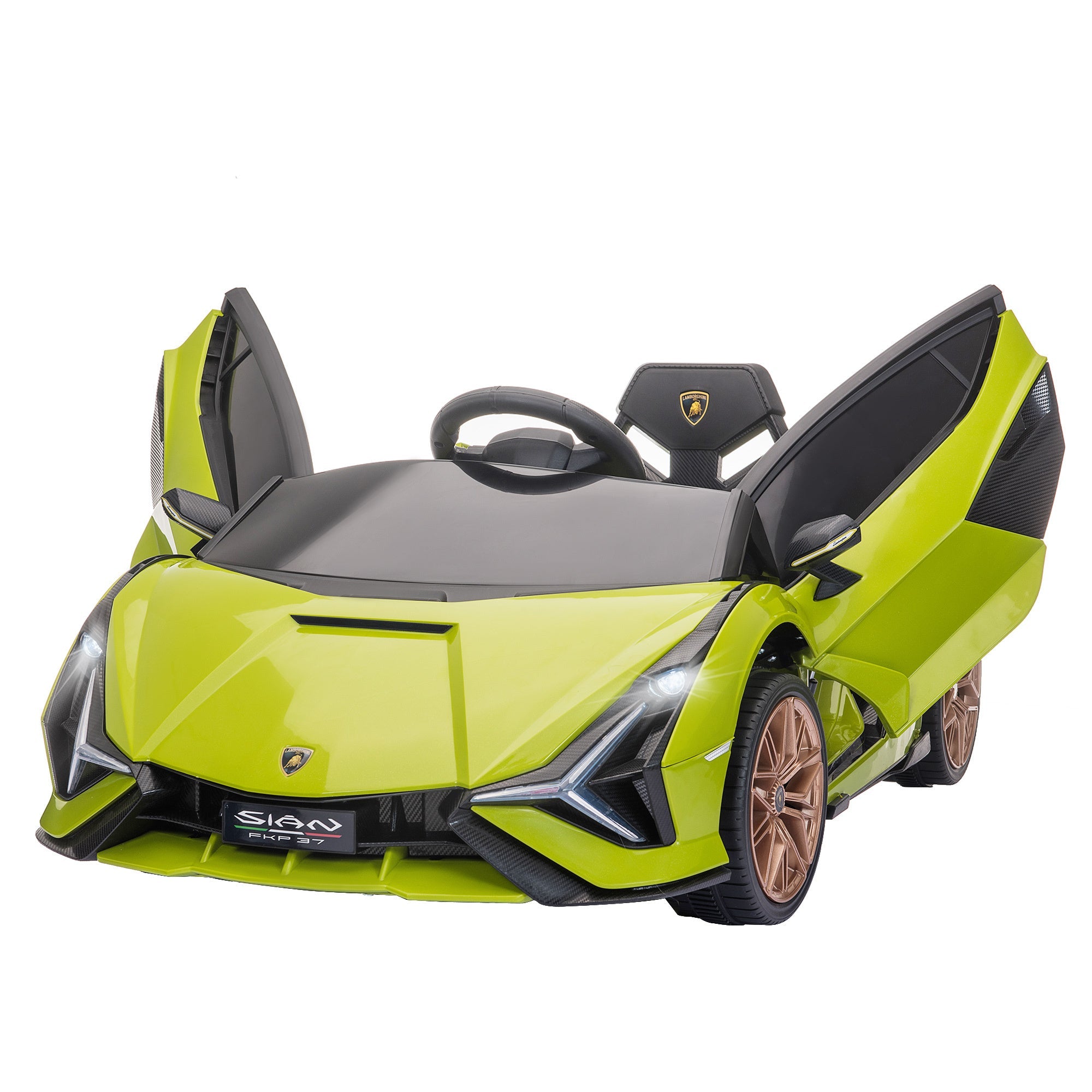 Aosom Lamborghini SIAN Licensed Kids Ride On Car, 12V Battery Powered Electric Sports Car Toy with Remote Control, Horn, Music, & Headlights for 3 - 5 Years Old， Green - Tuesday Morning - Riding Toys