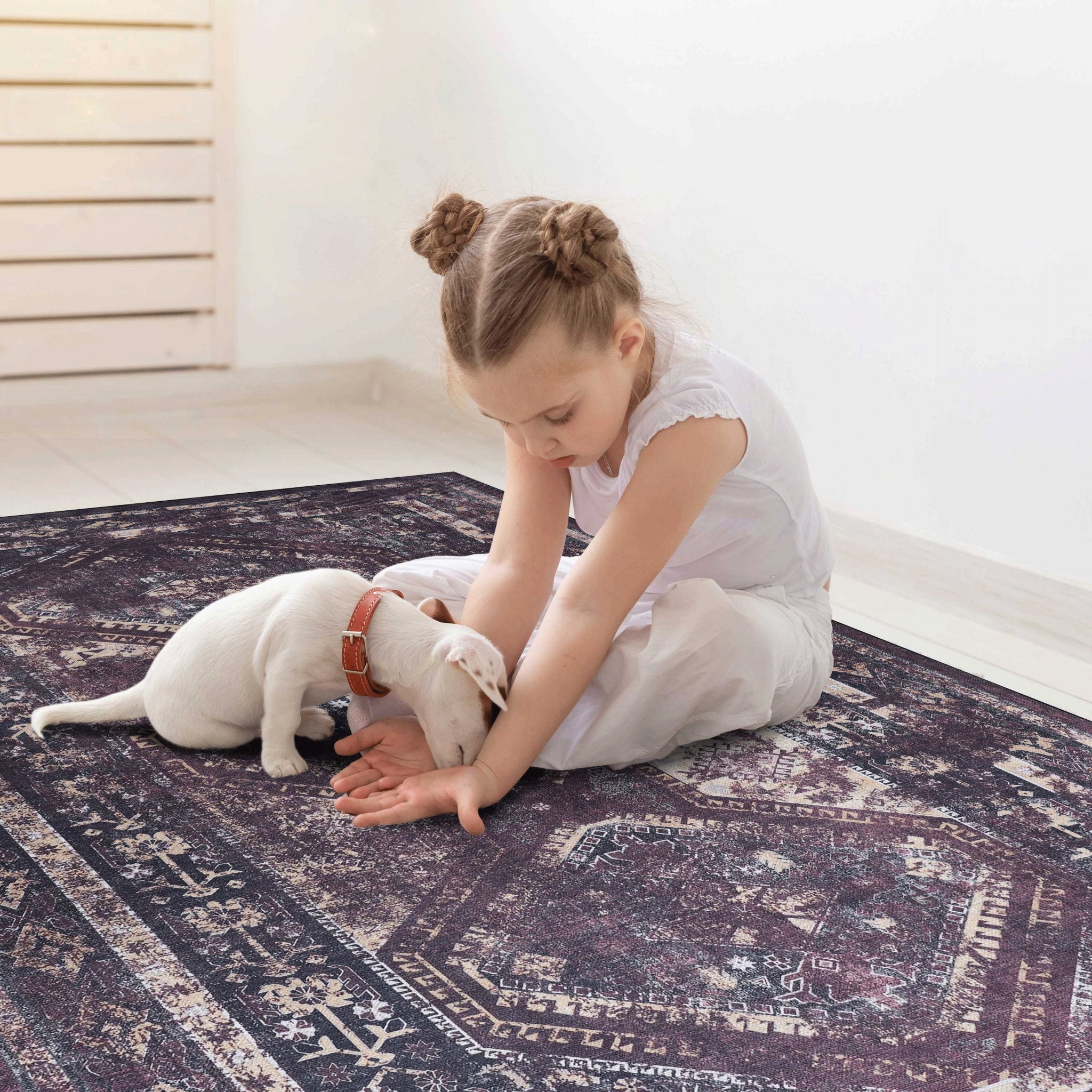 Area Rugs, Washable Rug, Low - Pile, Non - Slip, Non - Shedding, Foldable, Kid&Pet Friendly - Area Rugs for living room, bedroom, kitchen, dining room rug - Perfect Gifts, (Black+Burgundy, 2'6'' x 10') - Tuesday Morning - Area Rugs