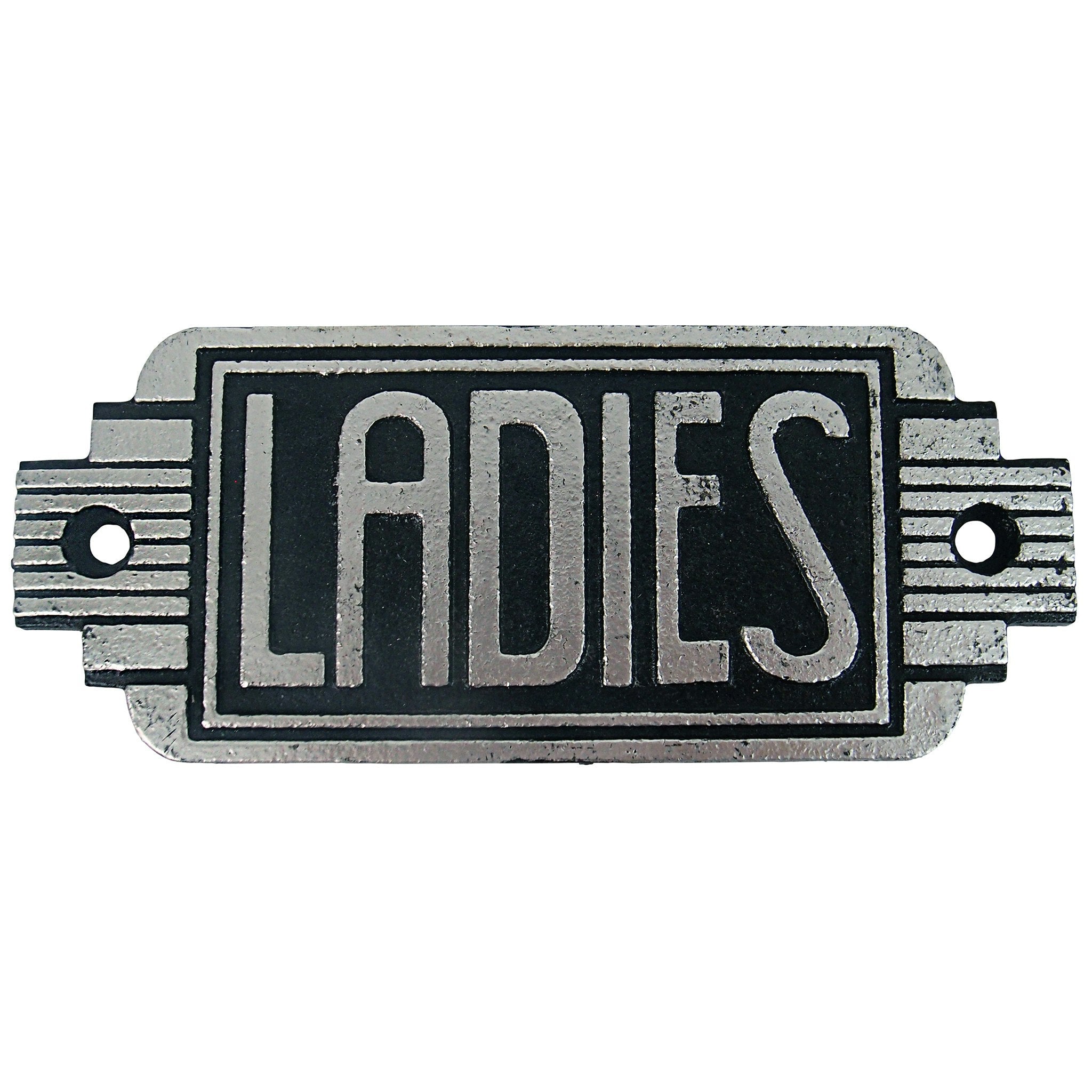 Art Deco Cast Iron Ladies Room Door Sign - Tuesday Morning - Wall Signs