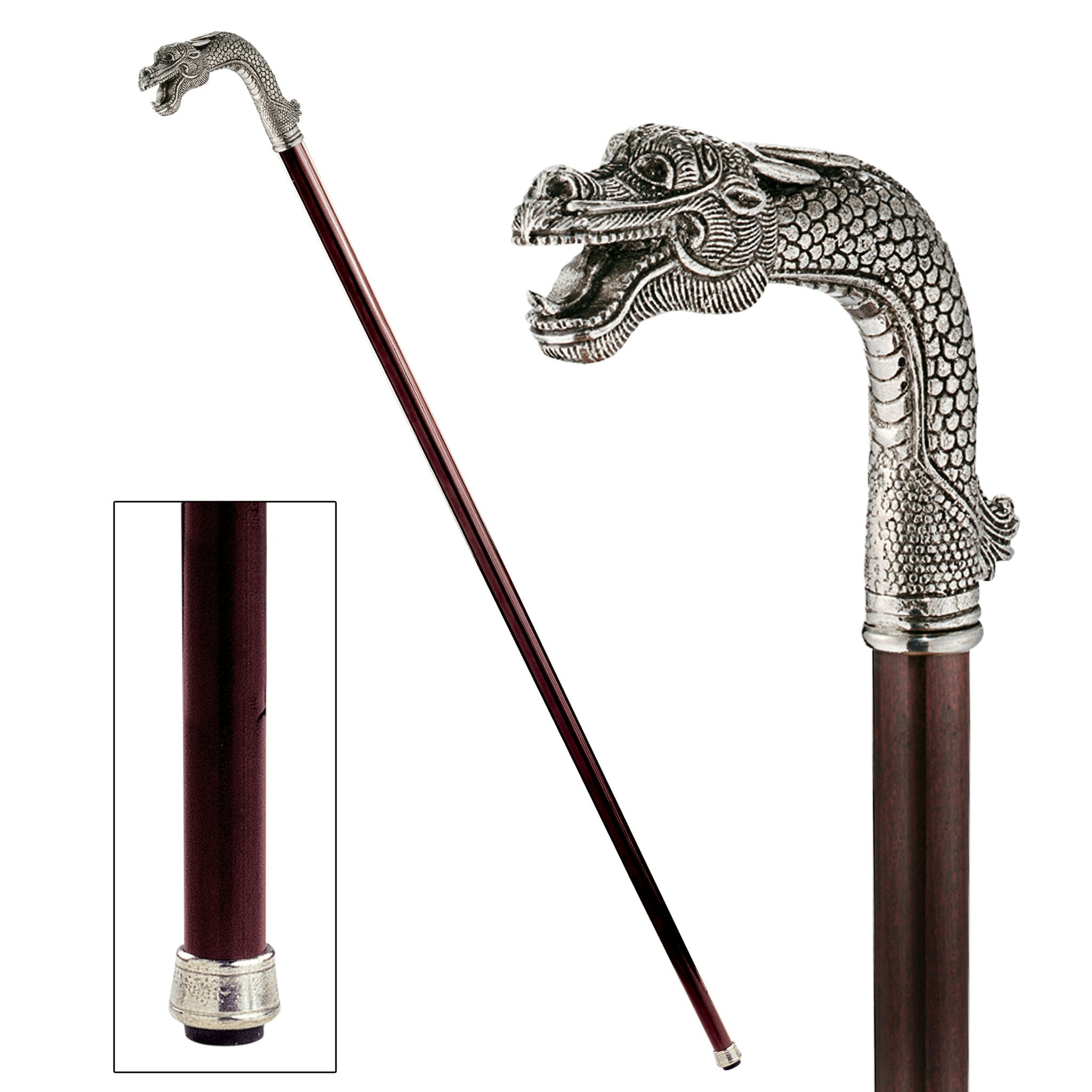 Asian Dragon Pewter Walking Stick - Tuesday Morning - Walking Sticks