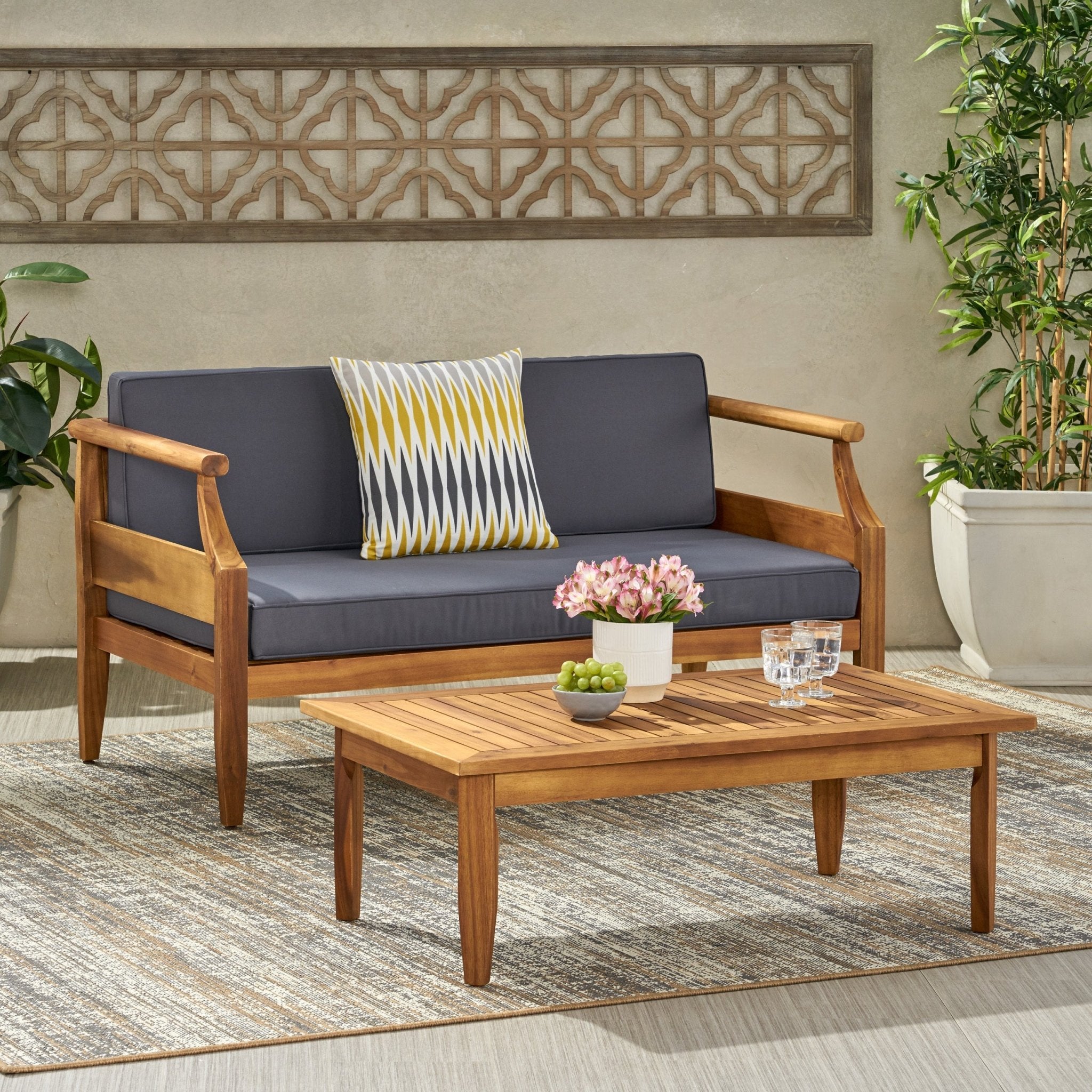 ASTON Outdoor 4 Seater Chat Set with Cushions_LOVESEAT & COFFEE TABLE &CLUB CHAIR - Tuesday Morning - Outdoor Furniture Sets