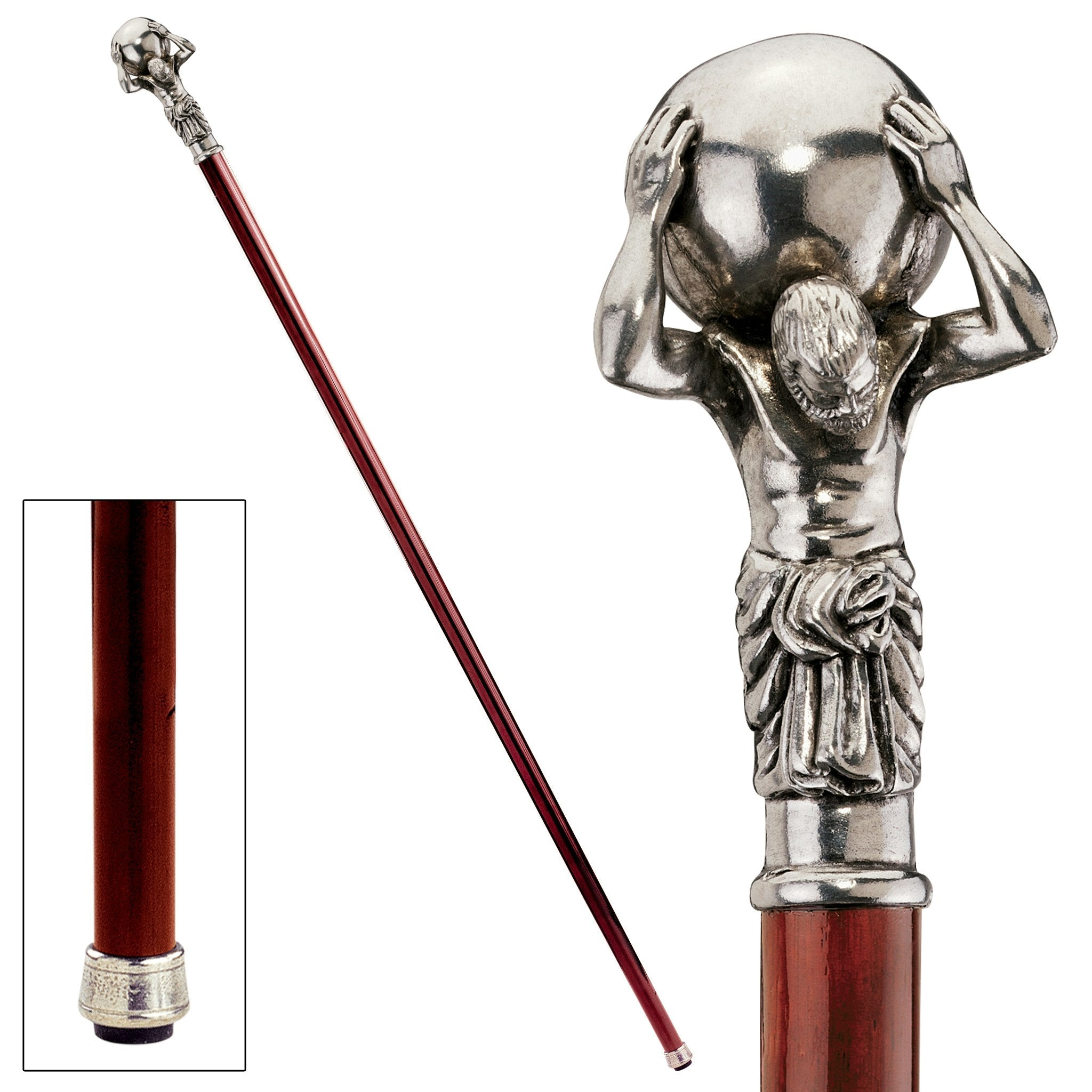 Atlas Pewter Walking Stick - Tuesday Morning - Walking Sticks