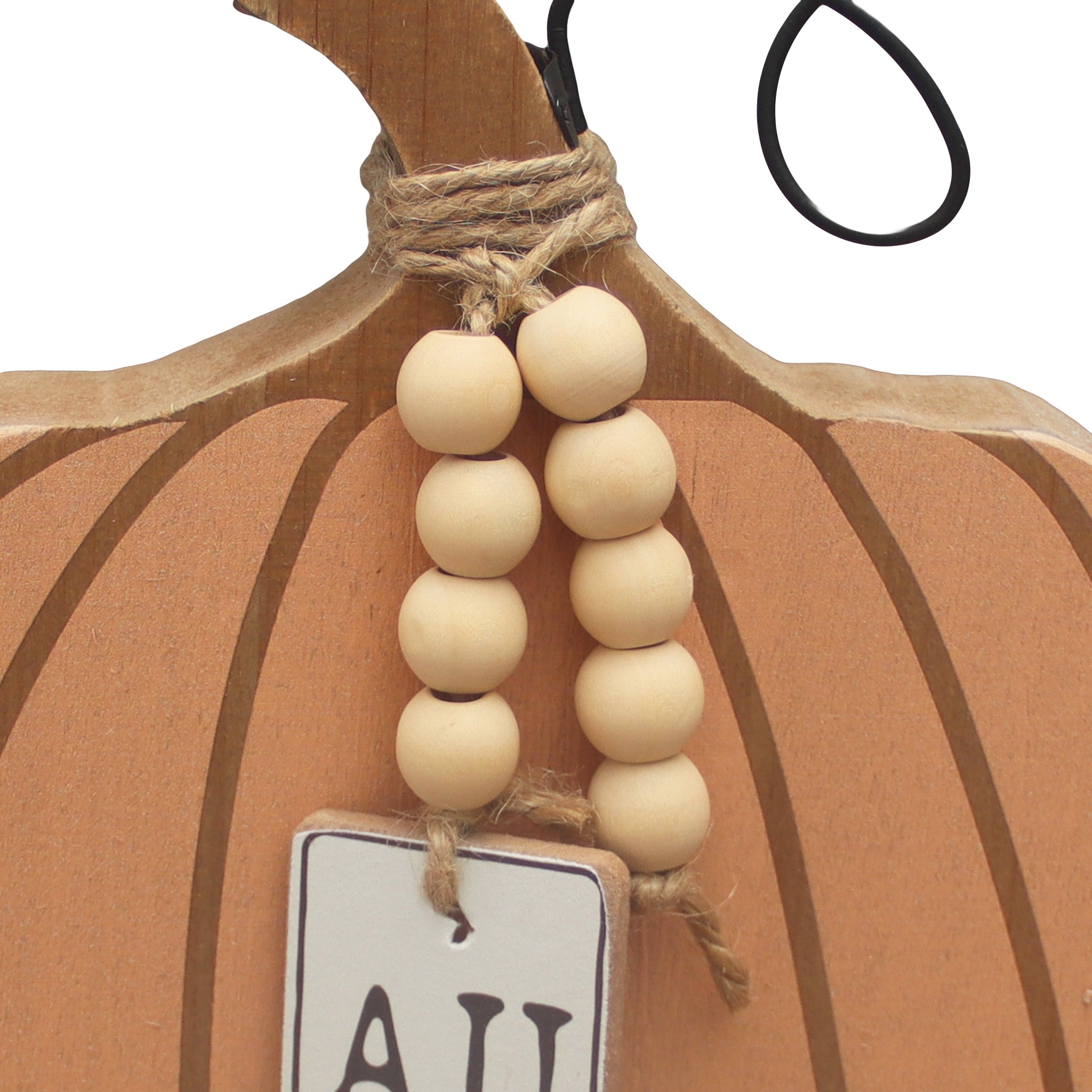 Autumn Pumpkin Sign Decoration with Wooden Beads Garland - Tuesday Morning - Decorative Accessories