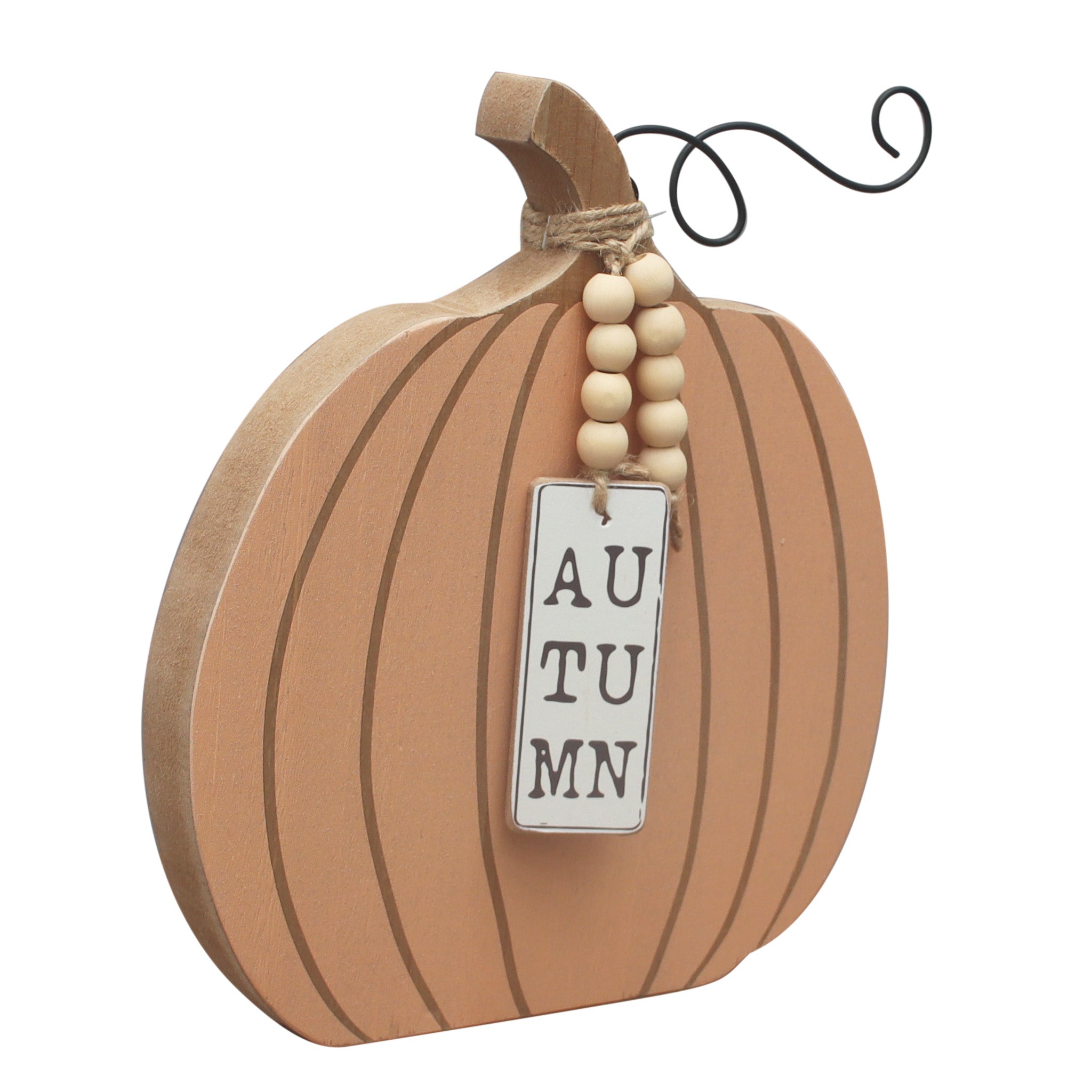 Autumn Pumpkin Sign Decoration with Wooden Beads Garland - Tuesday Morning - Decorative Accessories