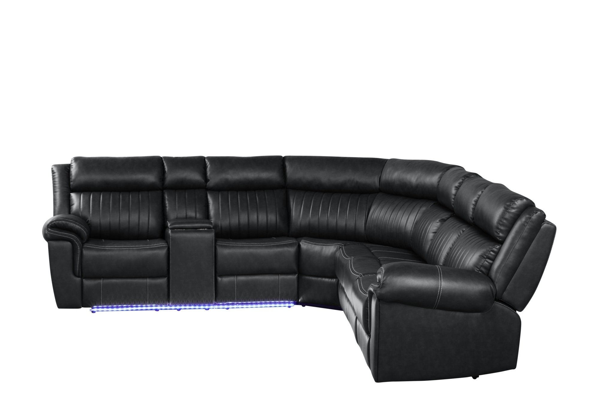 Aviator Modern Style Recliner Sectional Sofa made with Wood in Black - Tuesday Morning - Sofas & Sectionals