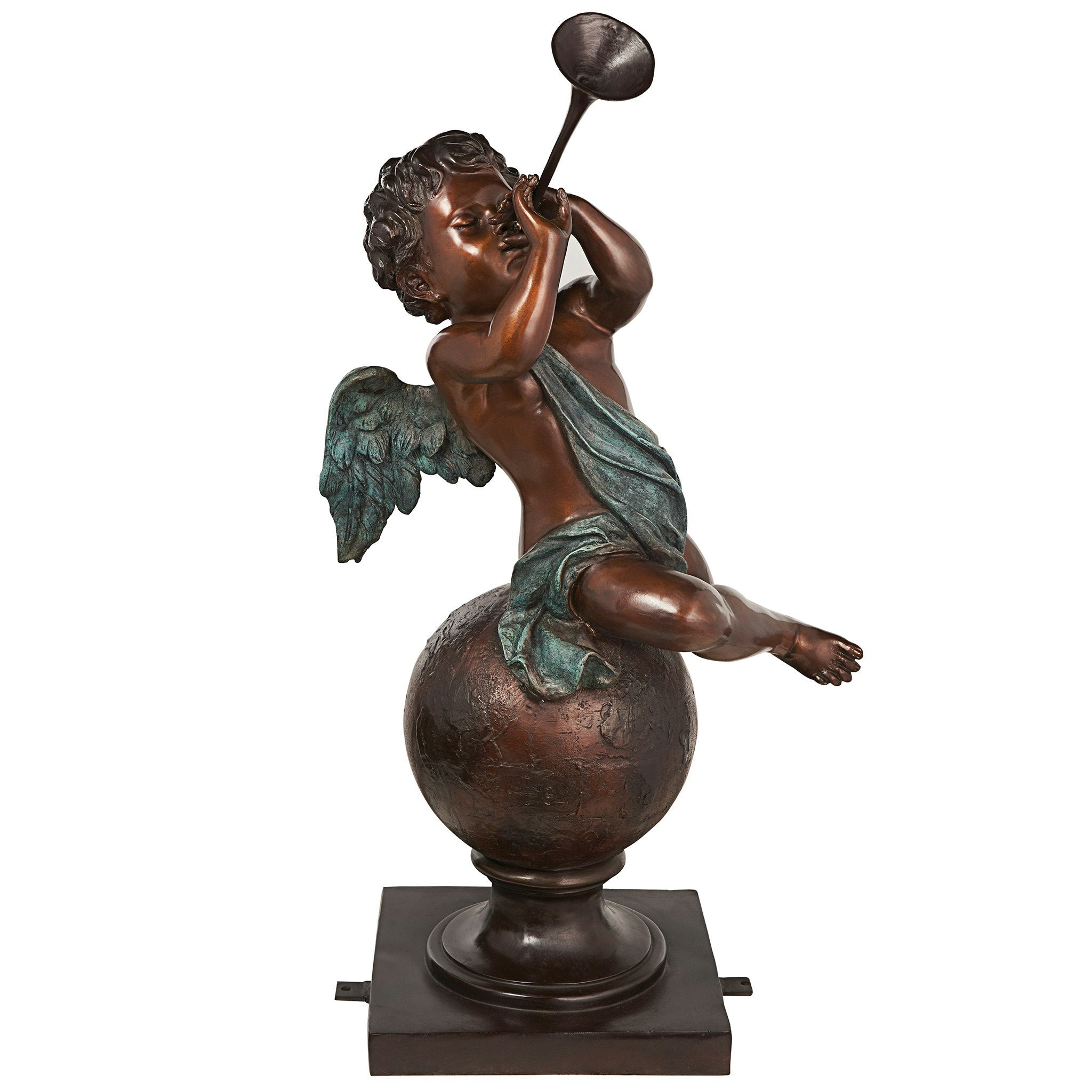 Baby Gabriel Sounding Heaven's Trumpet Cast Bronze Garden Angel Statue - Tuesday Morning - Statues & Sculptures