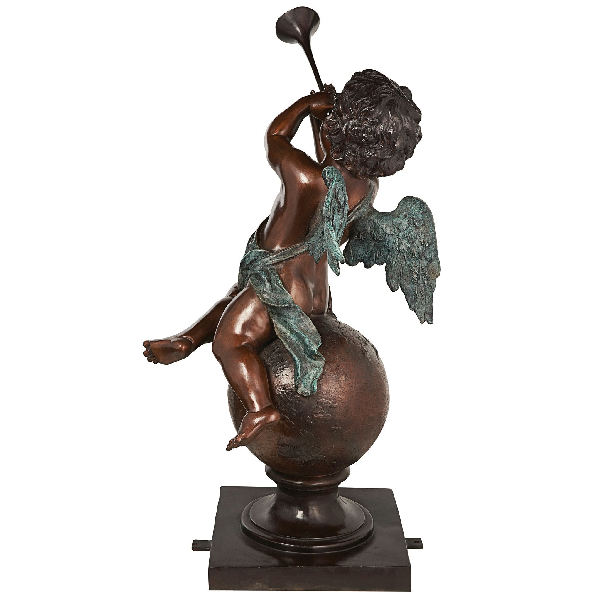 Baby Gabriel Sounding Heaven's Trumpet Cast Bronze Garden Angel Statue - Tuesday Morning - Statues & Sculptures