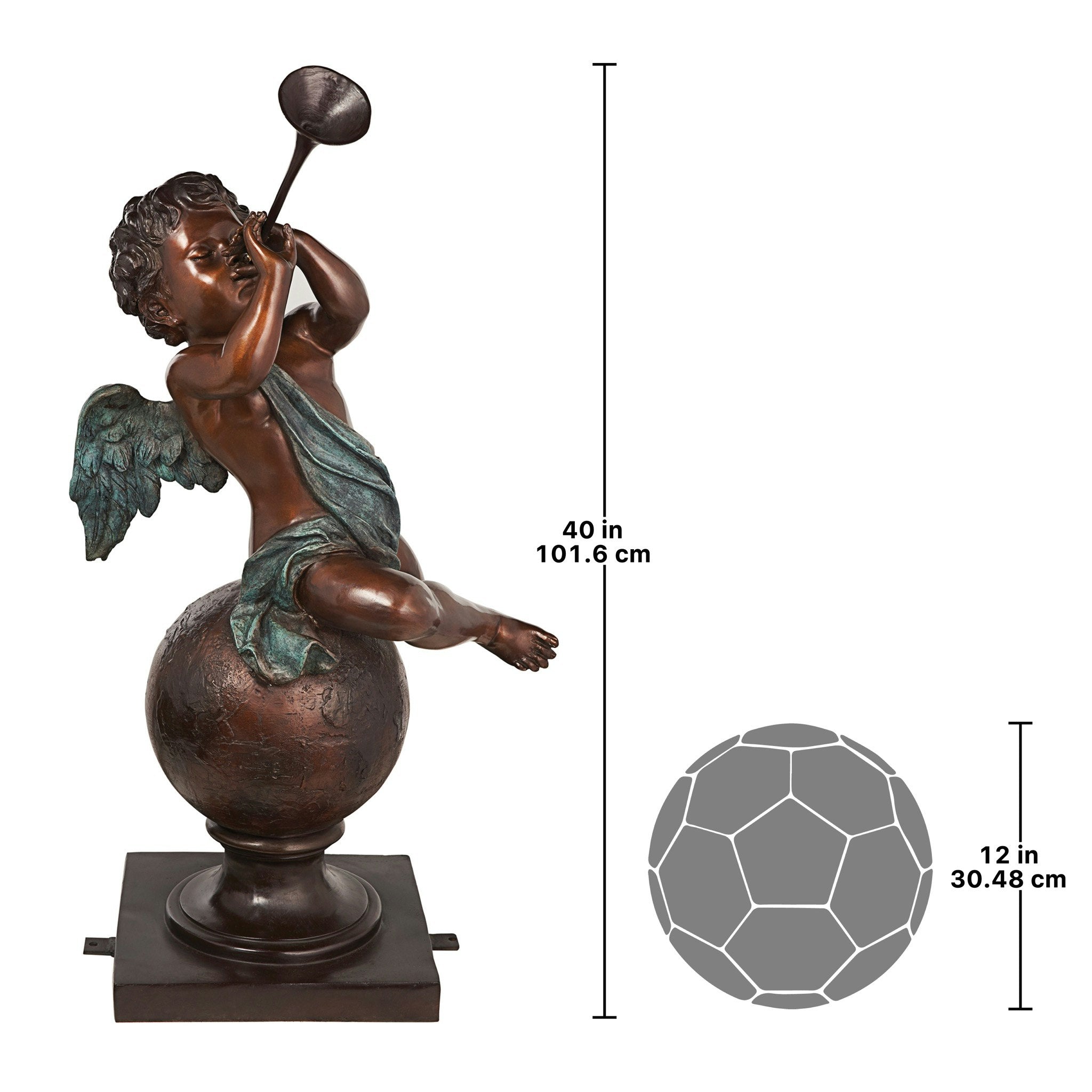 Baby Gabriel Sounding Heaven's Trumpet Cast Bronze Garden Angel Statue - Tuesday Morning - Statues & Sculptures