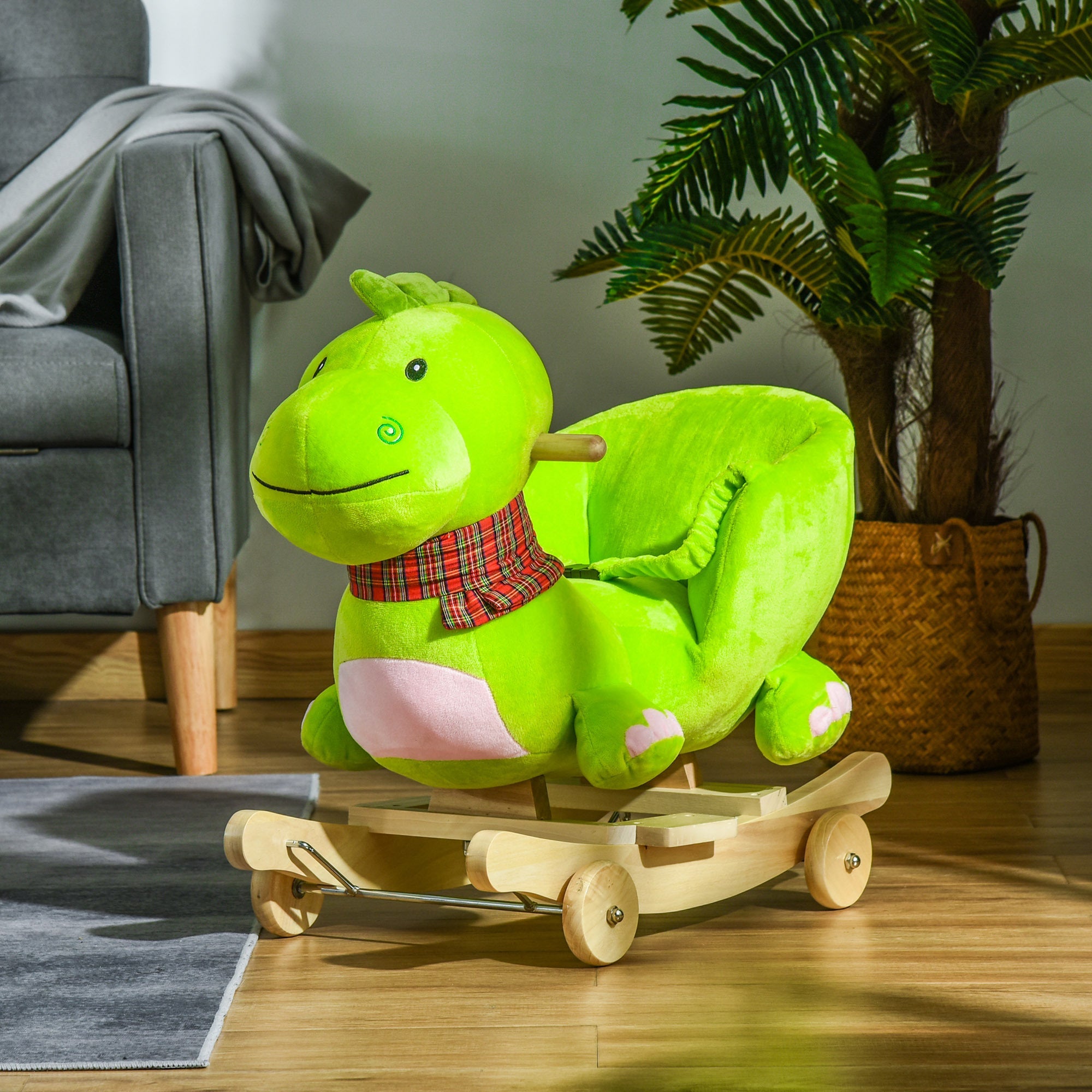 Baby Rocking horse Kids Interactive 2 - in - 1 Plush Ride - On Toys Stroller Rocking Dinosaur with Wheels and Nursery Song - Tuesday Morning - Toys & Games