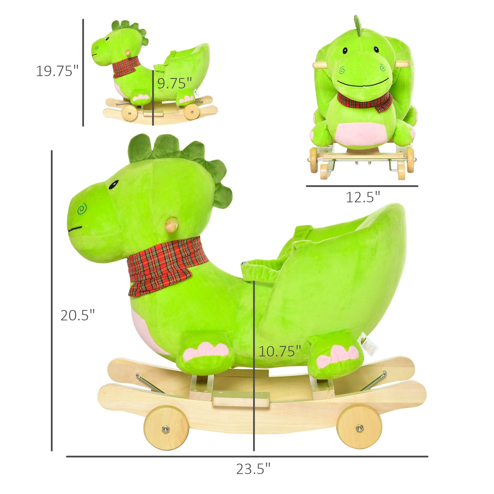 Baby Rocking horse Kids Interactive 2 - in - 1 Plush Ride - On Toys Stroller Rocking Dinosaur with Wheels and Nursery Song - Tuesday Morning - Toys & Games