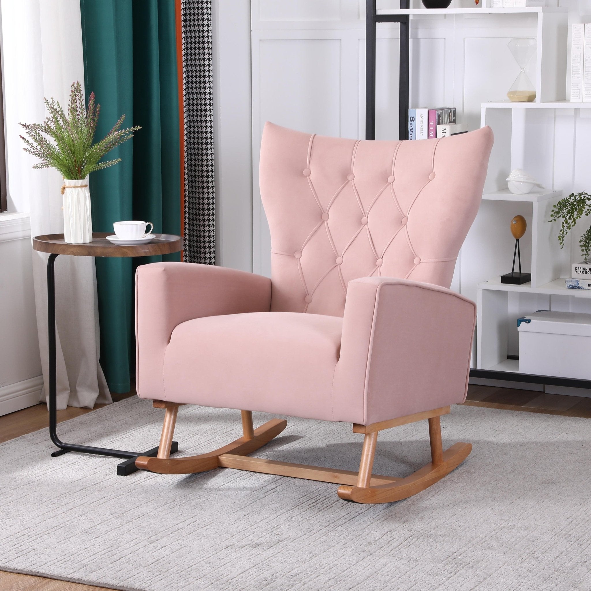 Baby Room High Back Rocking Chair Nursery Chair , Comfortable Rocker Fabric Padded Seat ,Modern High Back Armchair - Tuesday Morning - Chairs