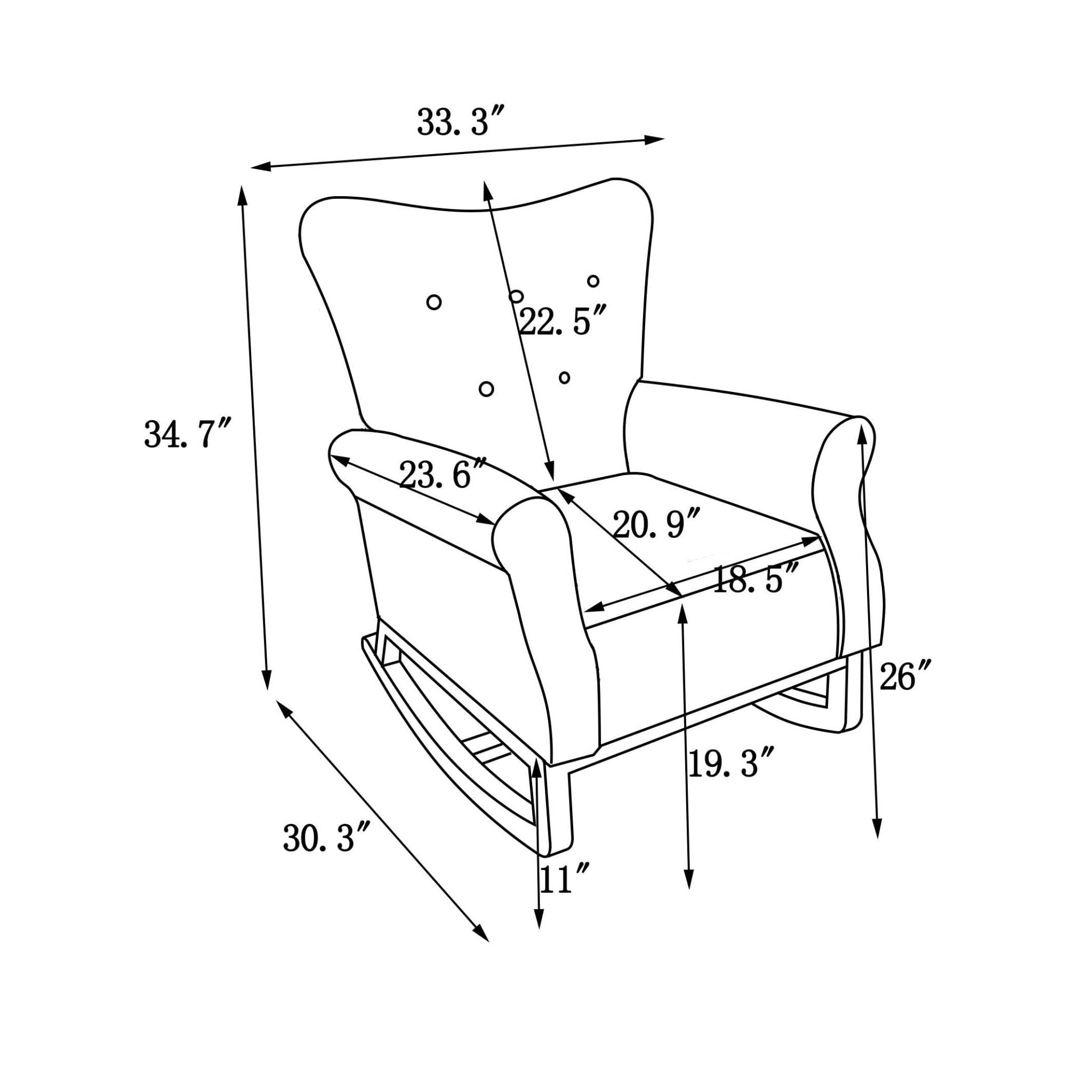 Baby Room High Back Rocking Chair Nursery Chair , Comfortable Rocker Fabric Padded Seat ,Modern High Back Armchair - Tuesday Morning - Chairs