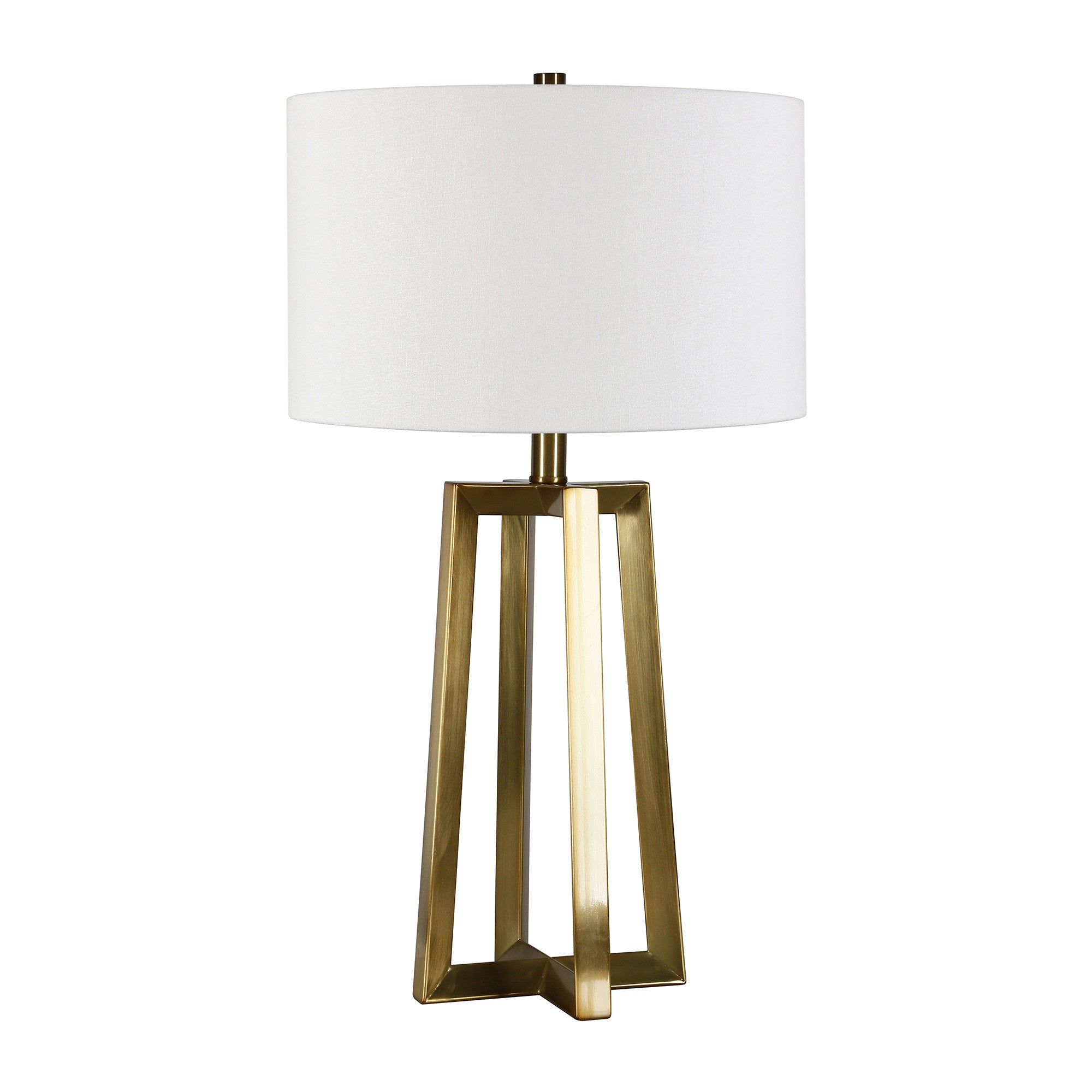 Metal Table Lamp With White Drum Shade