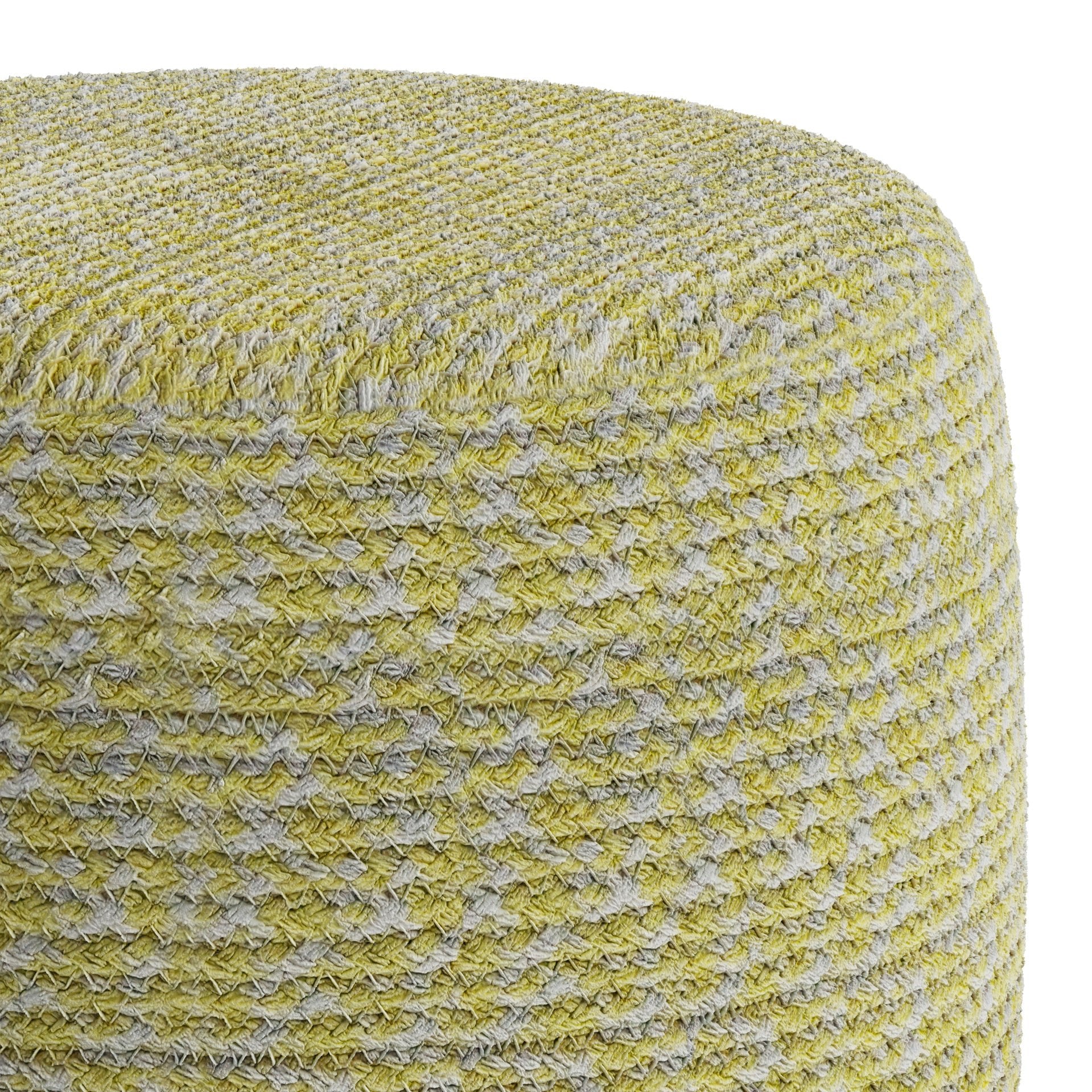 Bayley - Round Braided Pouf - Muted Yellow / Natural - Tuesday Morning - Ottomans & Poufs