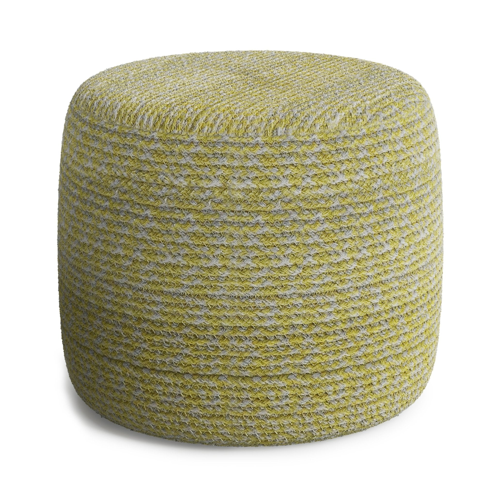 Bayley - Round Braided Pouf - Muted Yellow / Natural - Tuesday Morning - Ottomans & Poufs