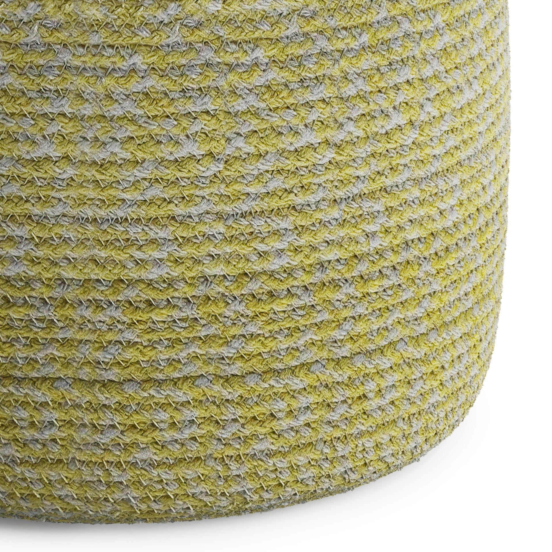 Bayley - Round Braided Pouf - Muted Yellow / Natural - Tuesday Morning - Ottomans & Poufs