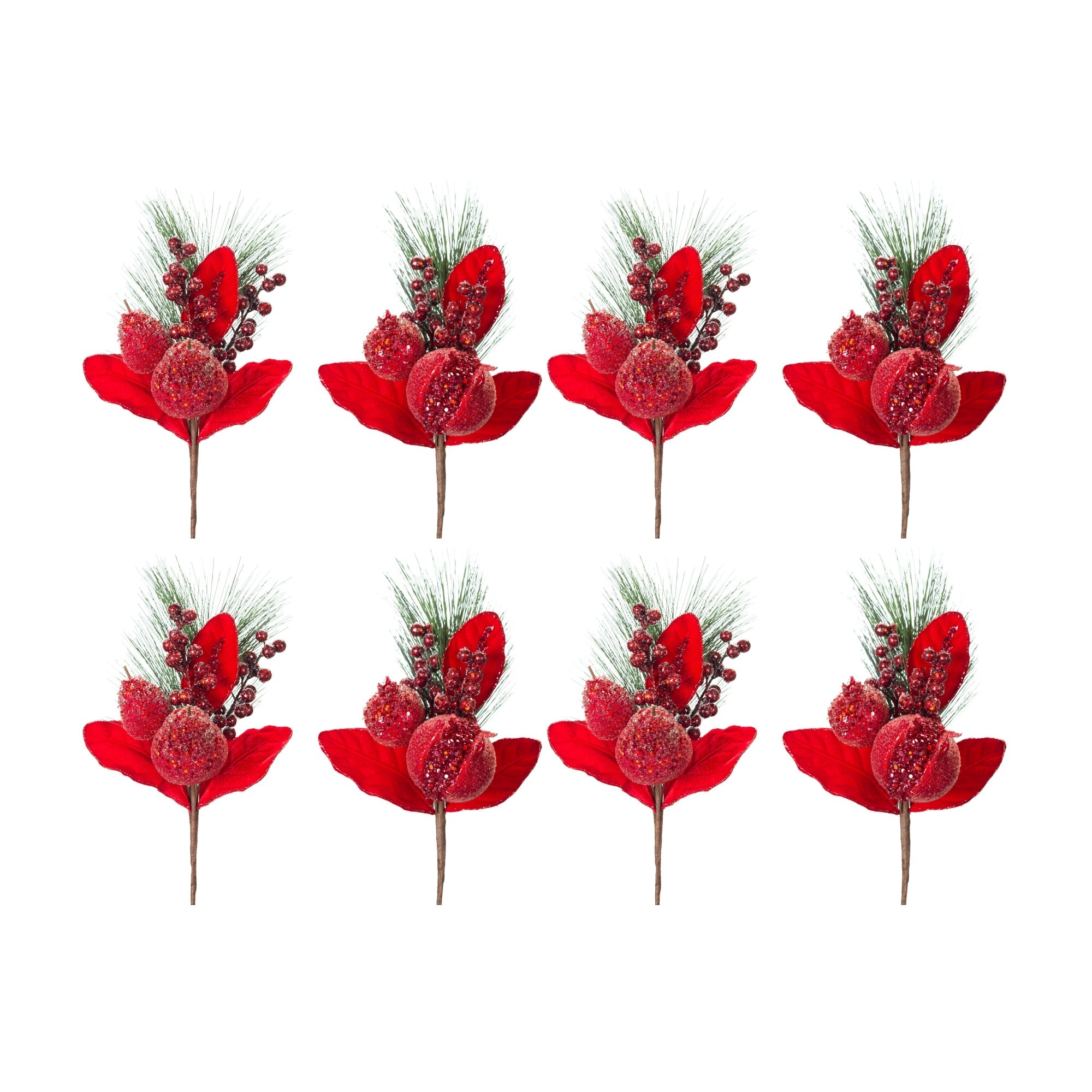 Beaded Pomegranate and Pear Pine Pick (Set of 8) - Tuesday Morning - Decorative Objects