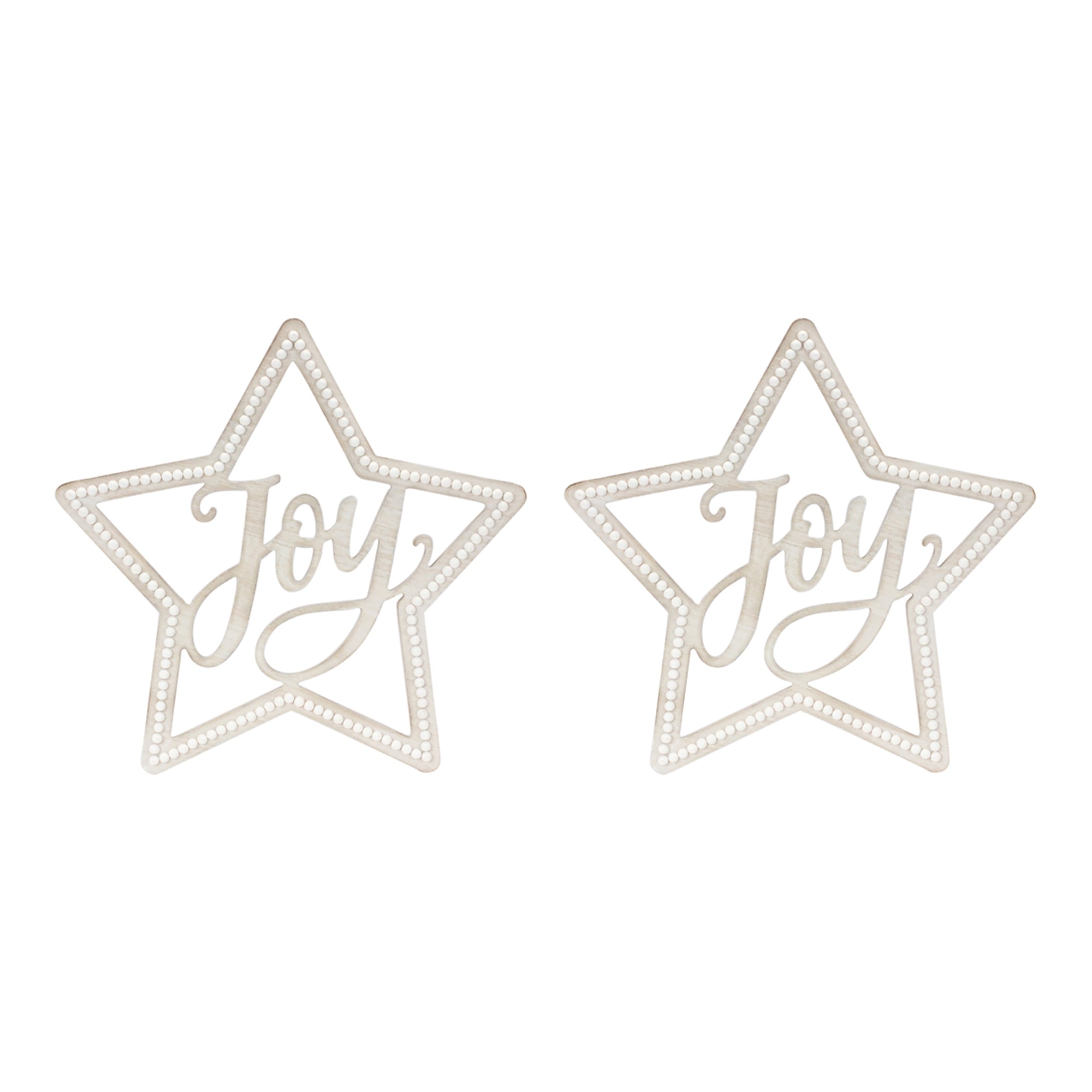 Beaded Wood Star with Joy Sentiment (Set of 2) - Tuesday Morning - Decorative Objects