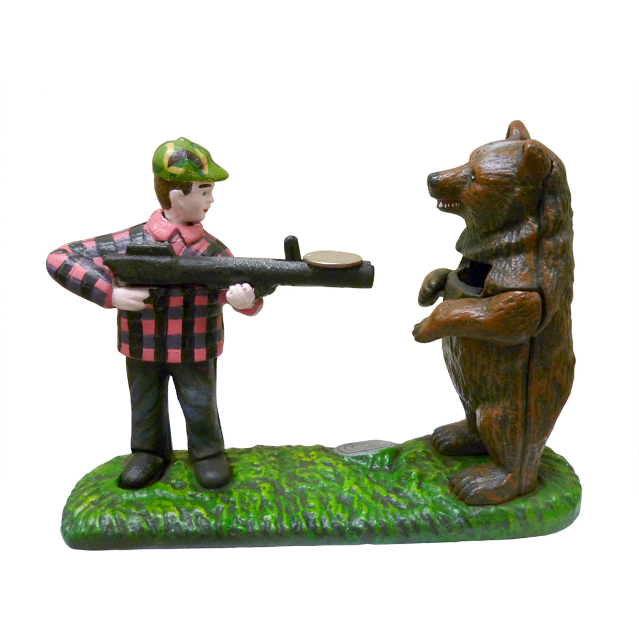 Bear Hunt Cast Iron Mechanical Coin Bank - Tuesday Morning - Decorative Objects