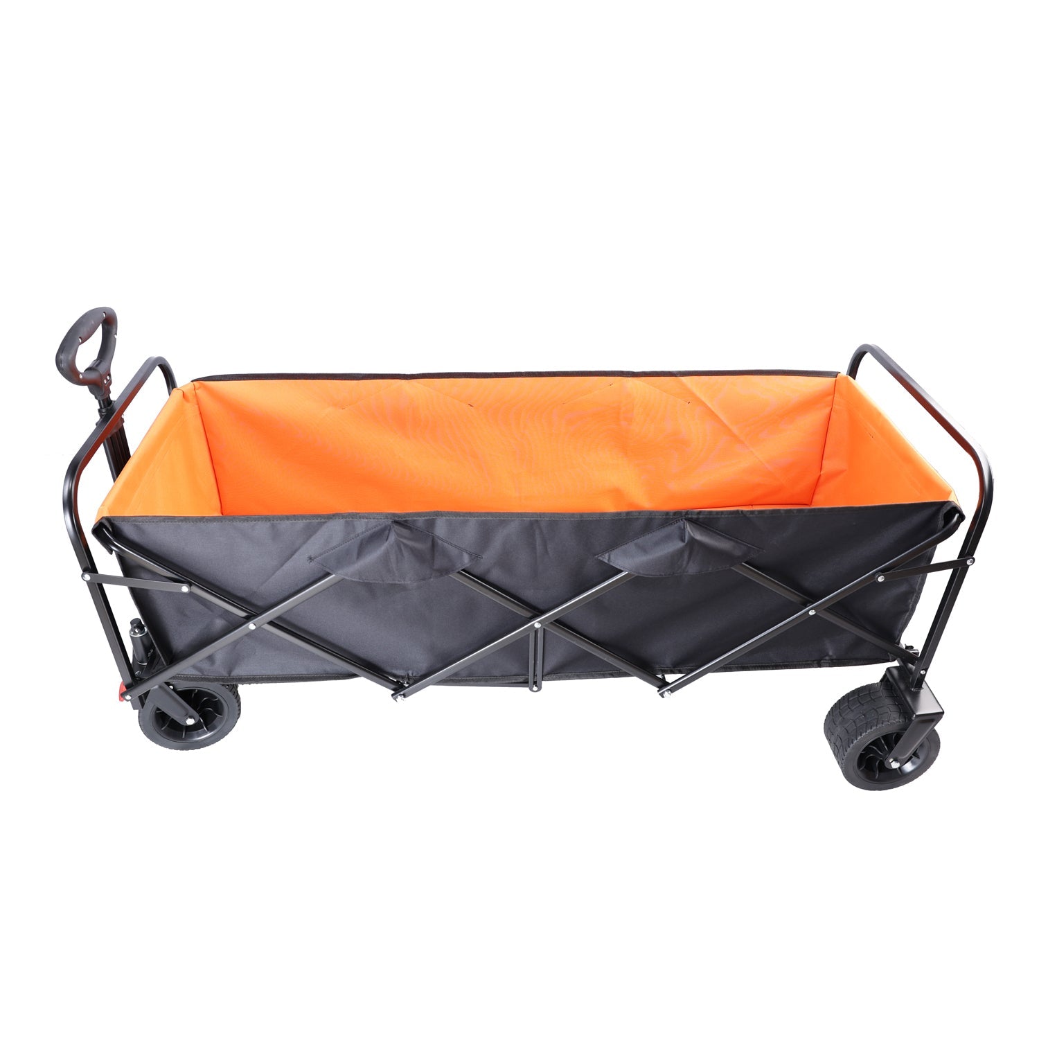 Big large capacity Folding cart Extra Long Extender Wagon Cart Folding Wagon Garden Shopping Beach Cart (black + orange) - Tuesday Morning - Camping & Hiking