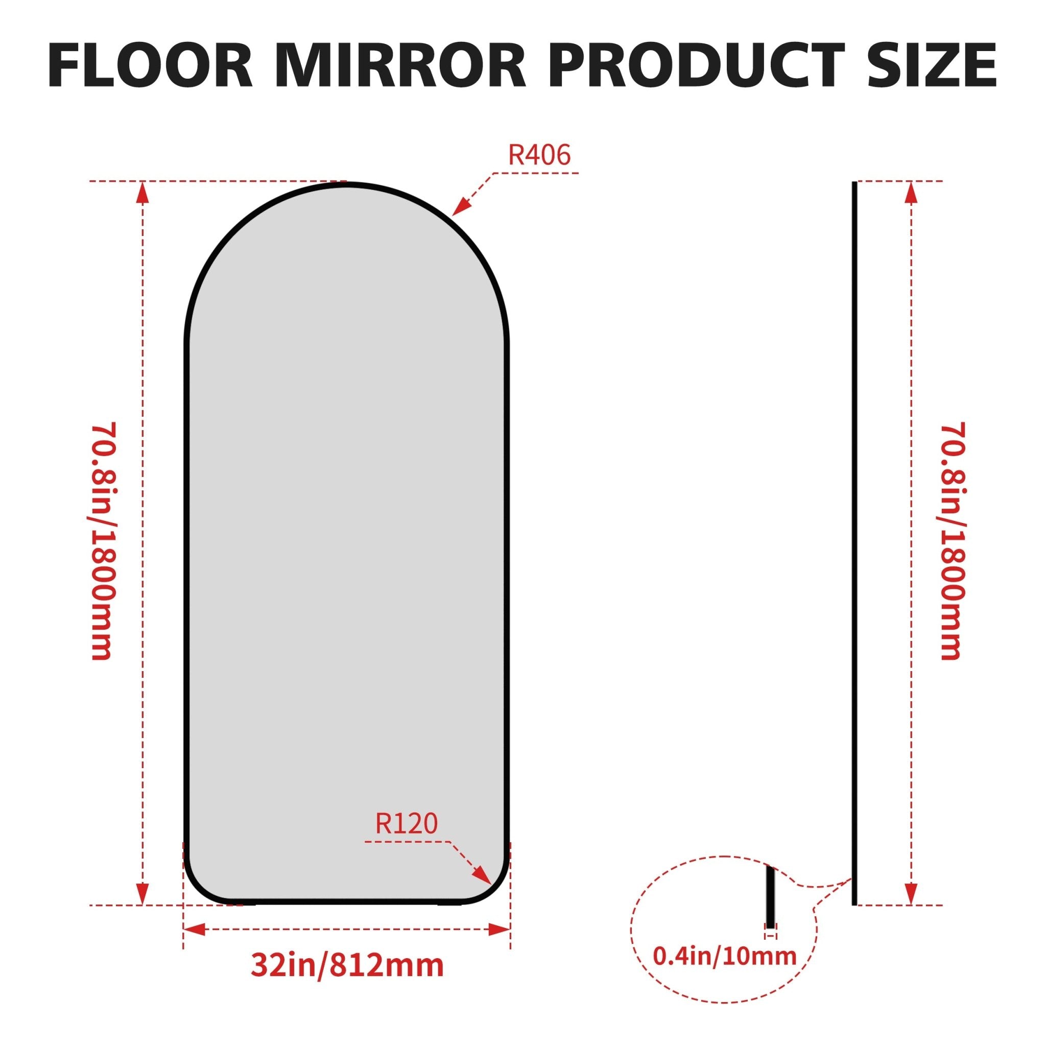 Black Arch Full Length Mirror 71×32 - Tuesday Morning - Floor & Full Length Mirrors