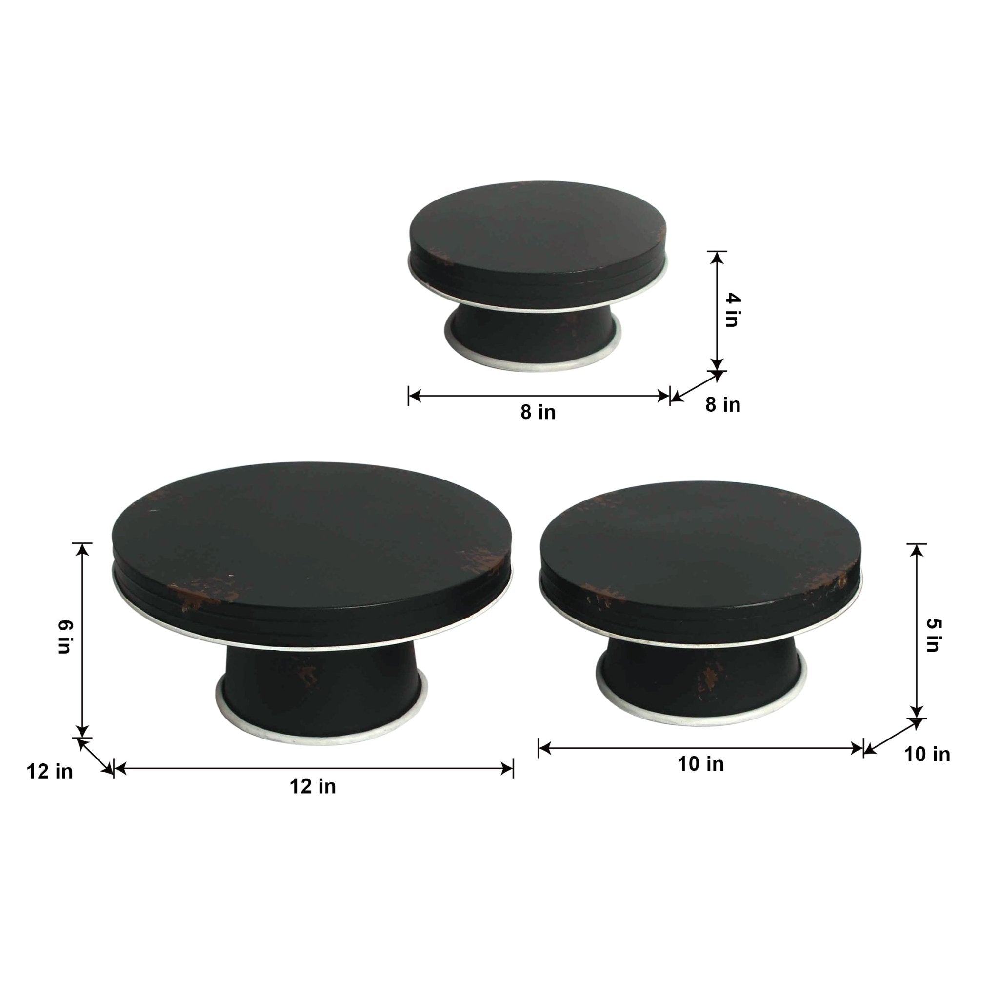 Black Distressed Enamel Pedestal Server Set - Tuesday Morning - Decorative Objects