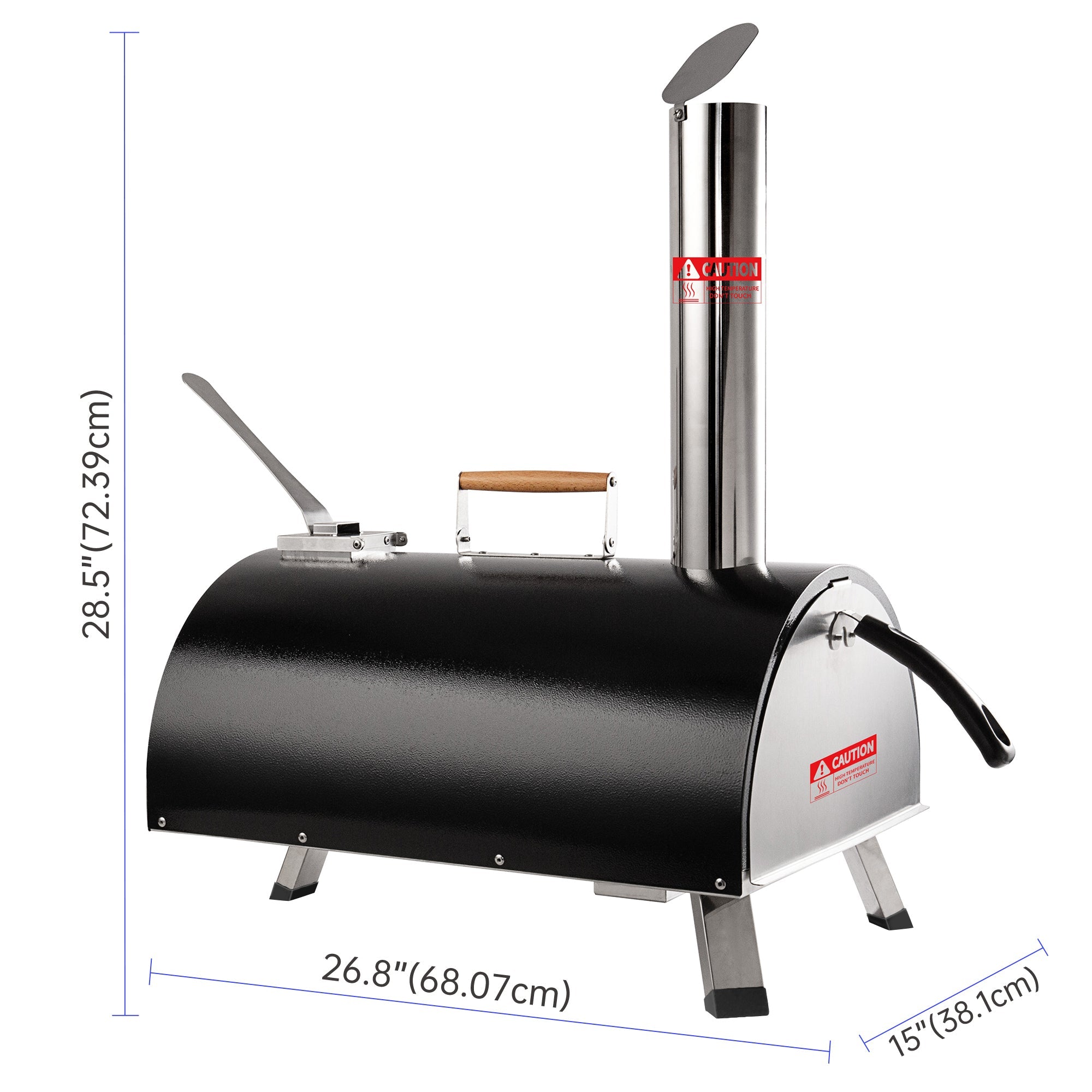 Black Pizza Oven Outdoor 12 Automatic Rotatable Pizza Ovens Portable Stainless Steel Wood Fired Pizza Oven Pizza Maker with Built - in Thermometer Pizza Cutter Carry Bag - Tuesday Morning - Grills