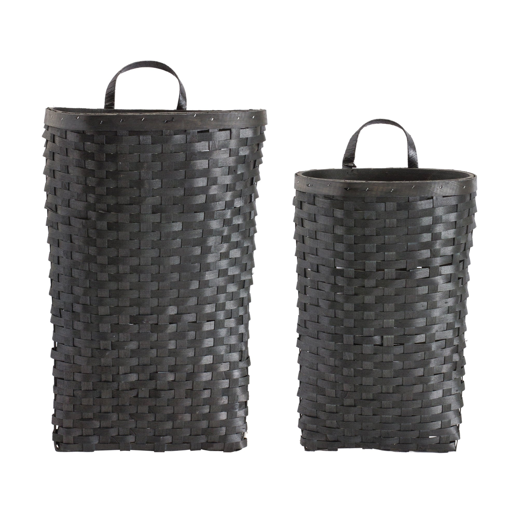 Black Woven Wood Wall Basket (Set of 2) - Tuesday Morning - Decorative Objects