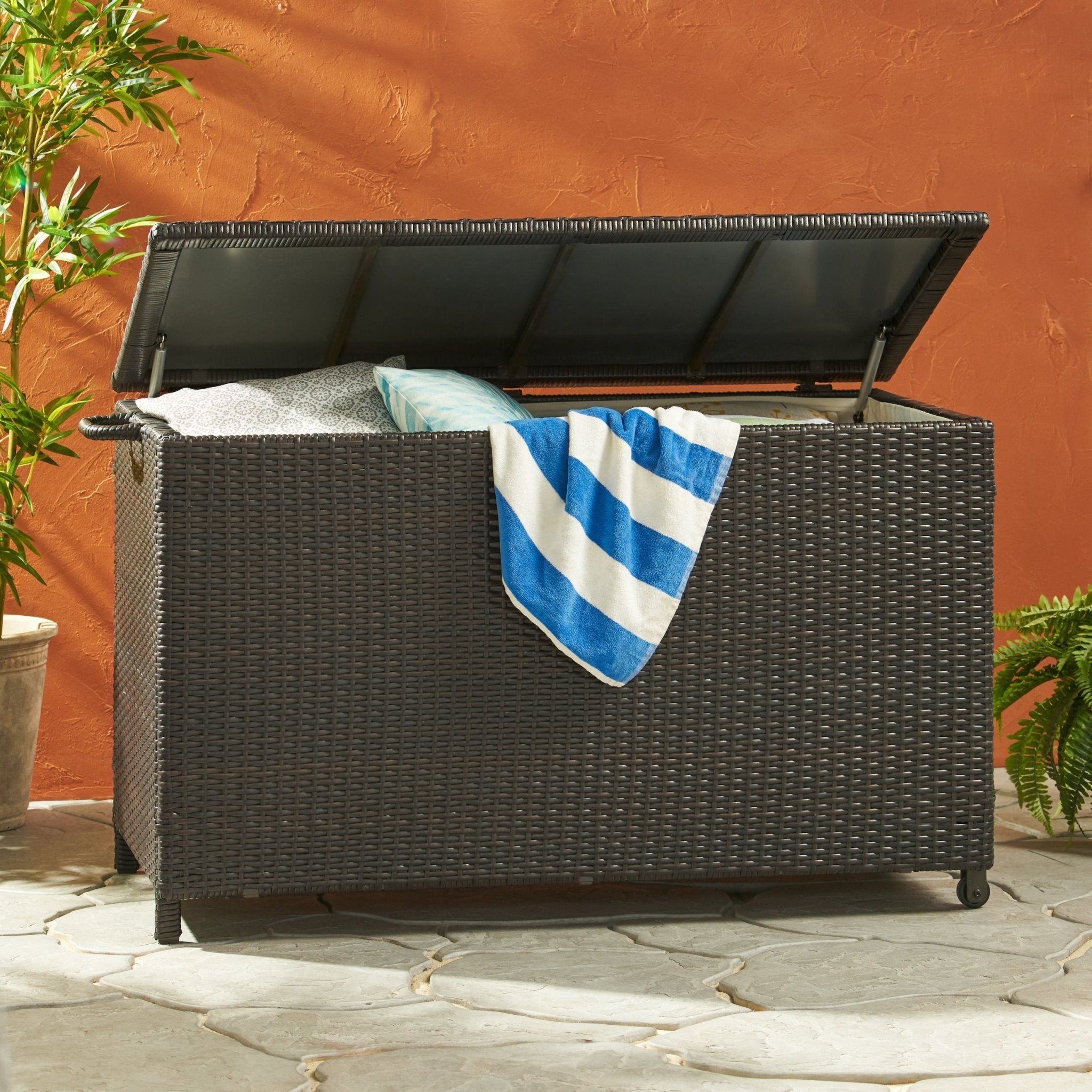 BLAKE WICKER CUSHION BOX - Tuesday Morning - Outdoor Storage Boxes