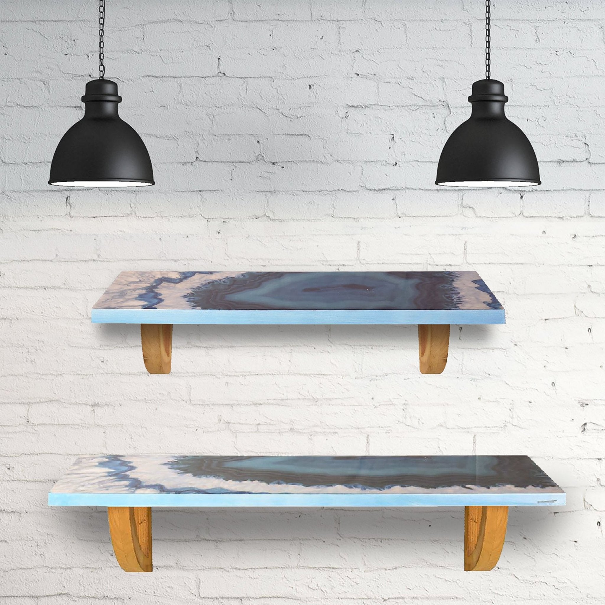 Blue Agate Wooden Wall Shelf - Natural - Tuesday Morning - Wall Shelves