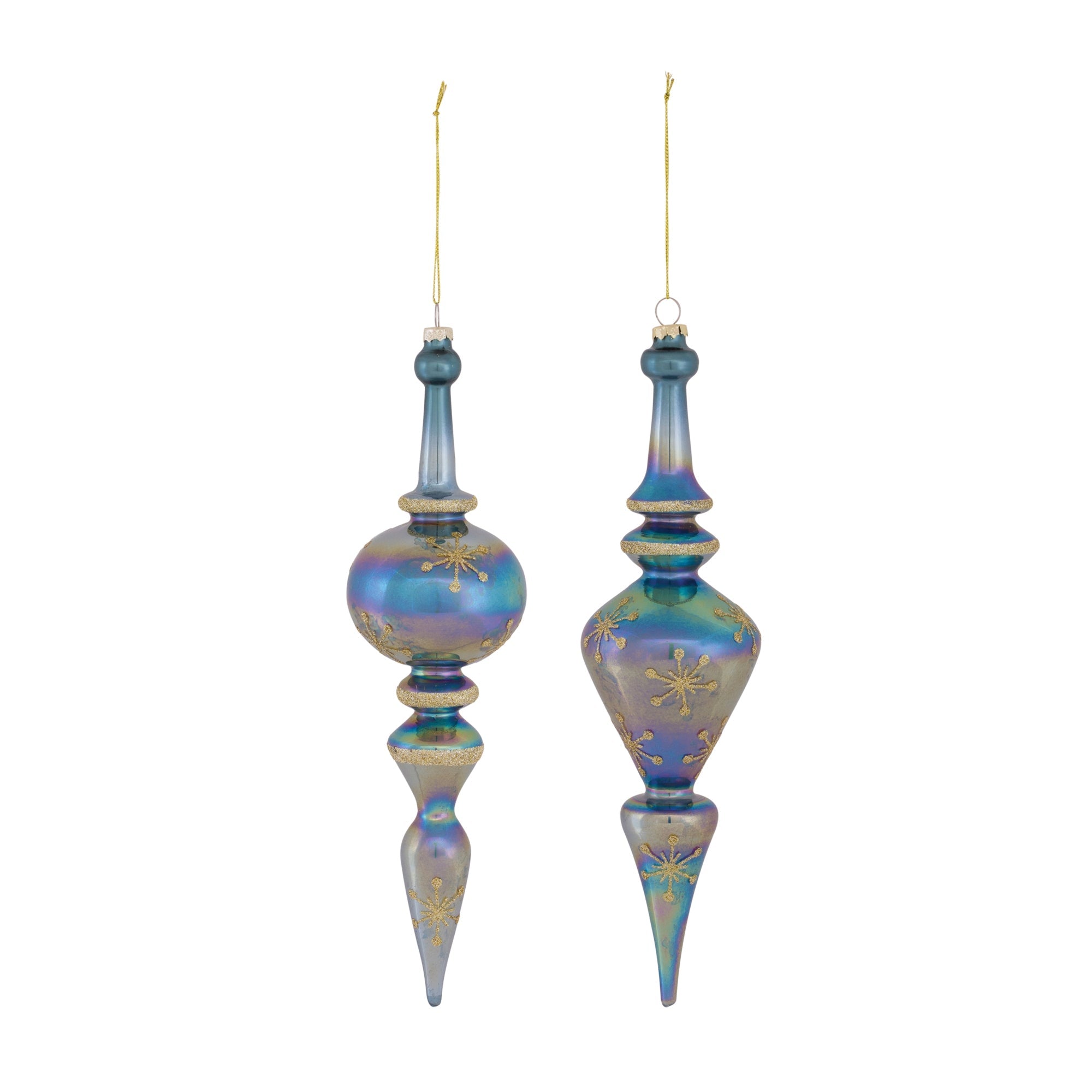 Blue Irredescent Glass Finial Drop Ornament (Set of 6) - Tuesday Morning - Decorative Objects