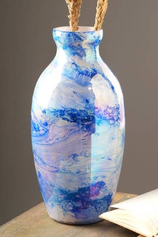 Blue & White Marble Finish Futura Vase - Tuesday Morning - Vases