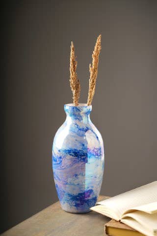 Blue & White Marble Finish Futura Vase - Tuesday Morning - Vases