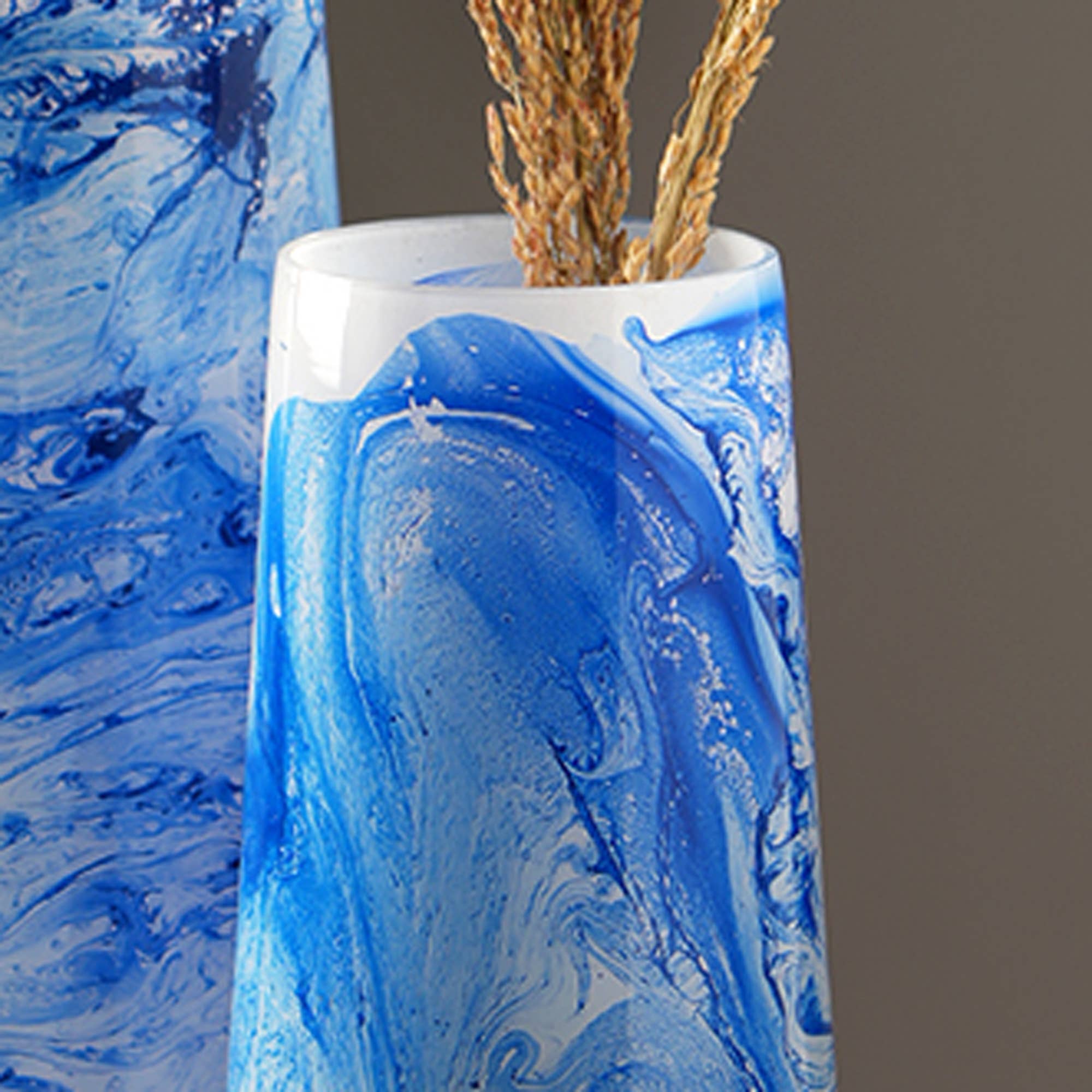 Blue & White Marble Finish Long Vase - Tuesday Morning - Vases