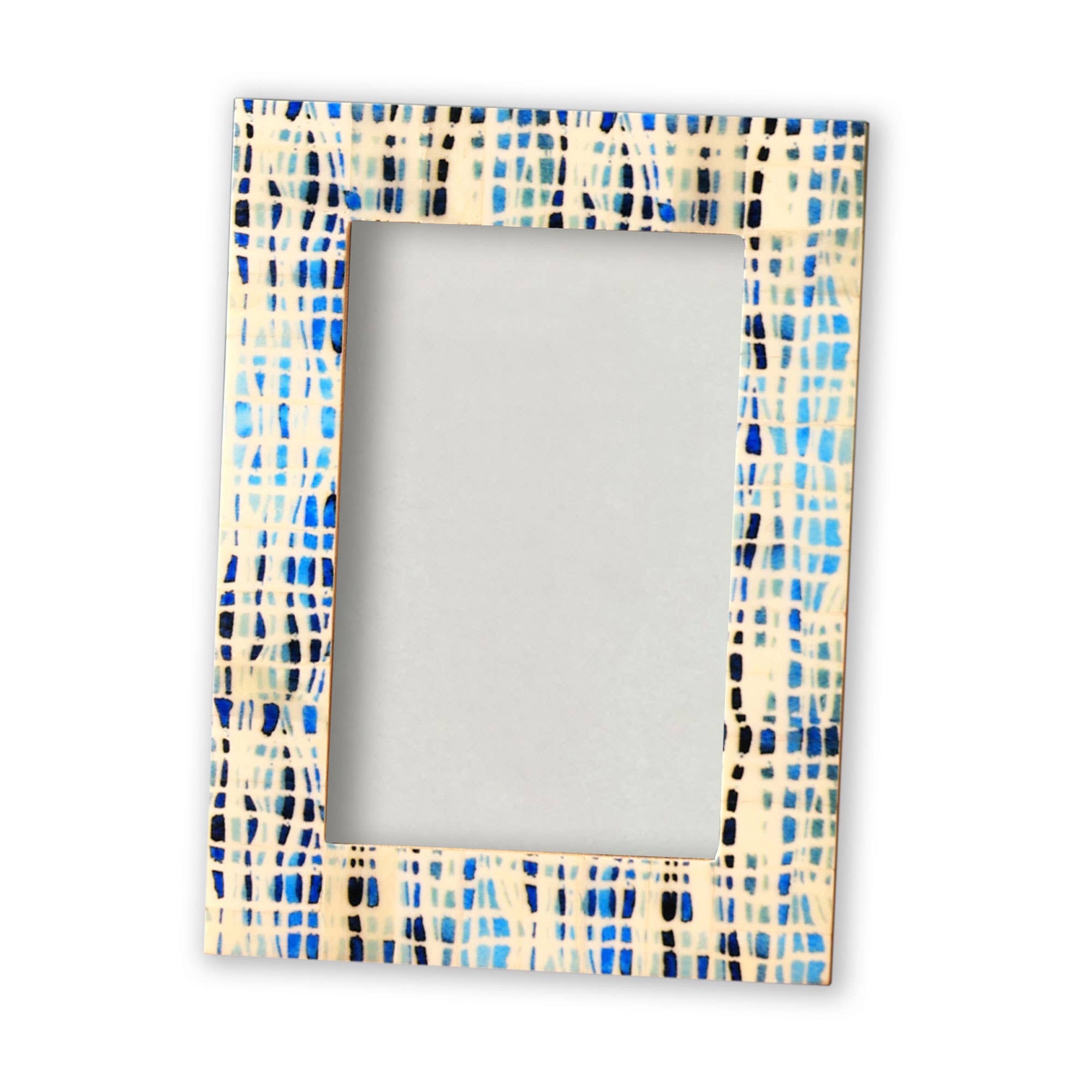 Bone Frame With Blue Pattern - Tuesday Morning - Photo Frames & Albums