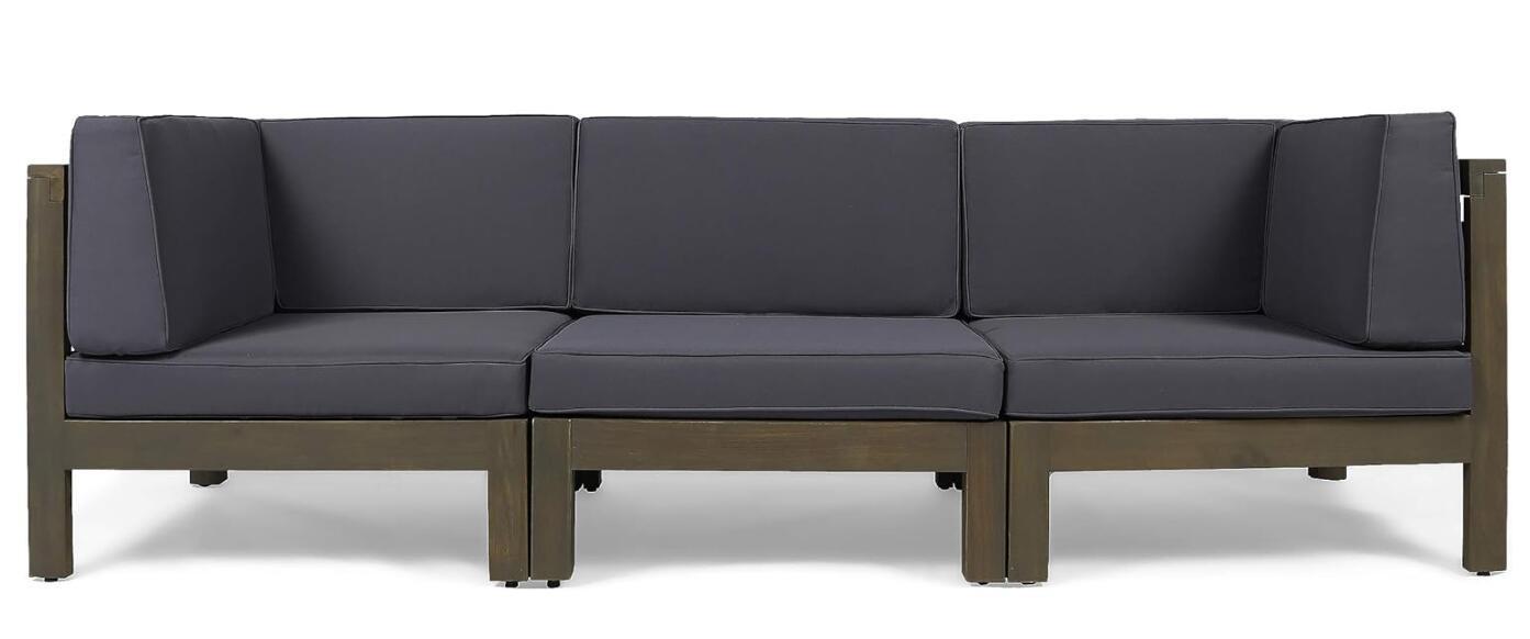 BRAVA X - BACK 3 SEATER OUTDOOR SECTIONAL SOFA SET, DARK GRAY - Tuesday Morning - Outdoor Furniture Sets