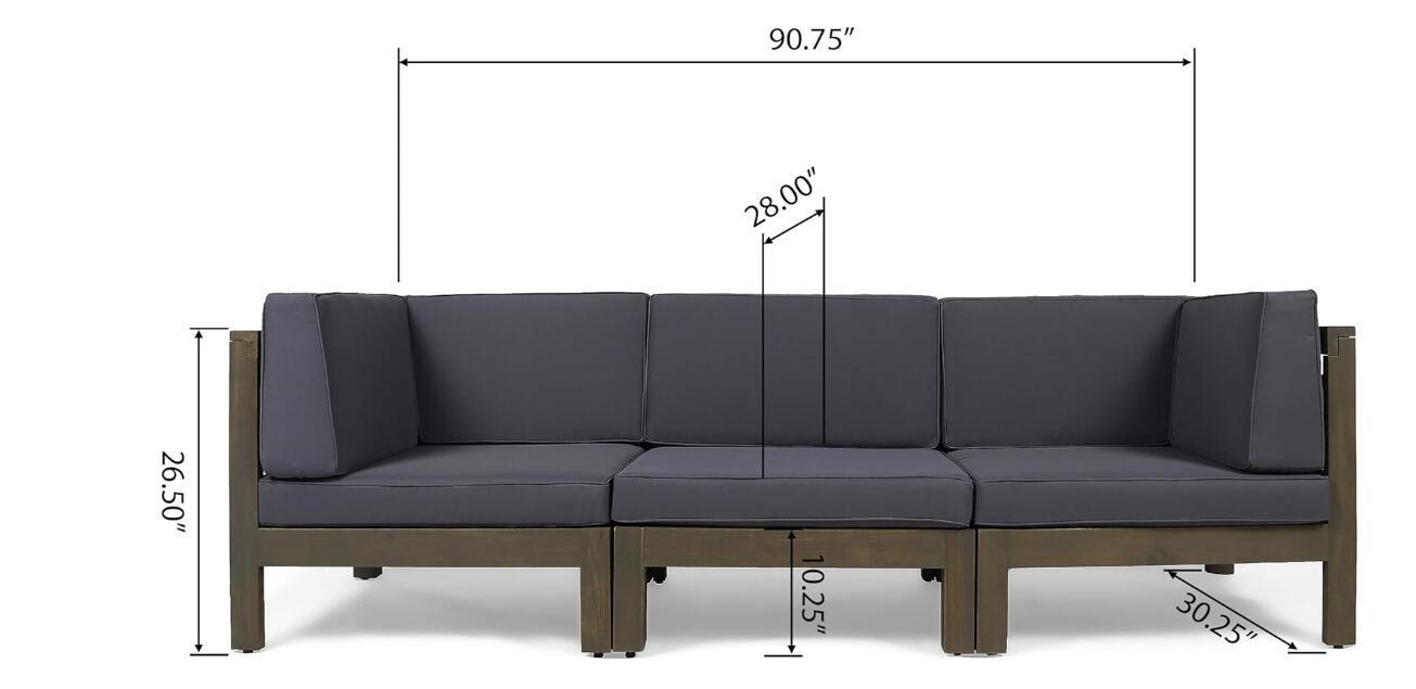 BRAVA X - BACK 3 SEATER OUTDOOR SECTIONAL SOFA SET, DARK GRAY - Tuesday Morning - Outdoor Furniture Sets