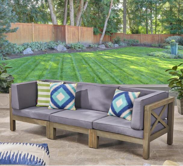 BRAVA X - BACK 3 SEATER OUTDOOR SECTIONAL SOFA SET, DARK GRAY - Tuesday Morning - Outdoor Furniture Sets