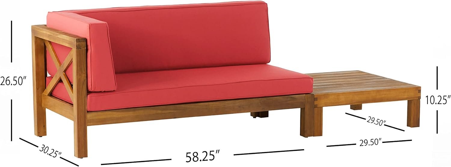 BRAVA X - BACK CORNER BENCH - L WITH COFFEE TABLE, RED - Tuesday Morning - Outdoor Furniture Sets