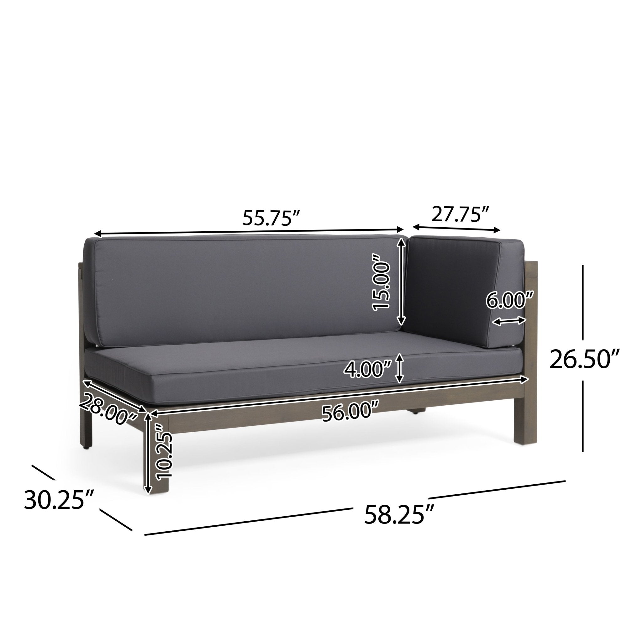 BRAVA X - BACK LEFT CORNER BENCH OF SET 2 - Tuesday Morning - Outdoor Furniture Sets