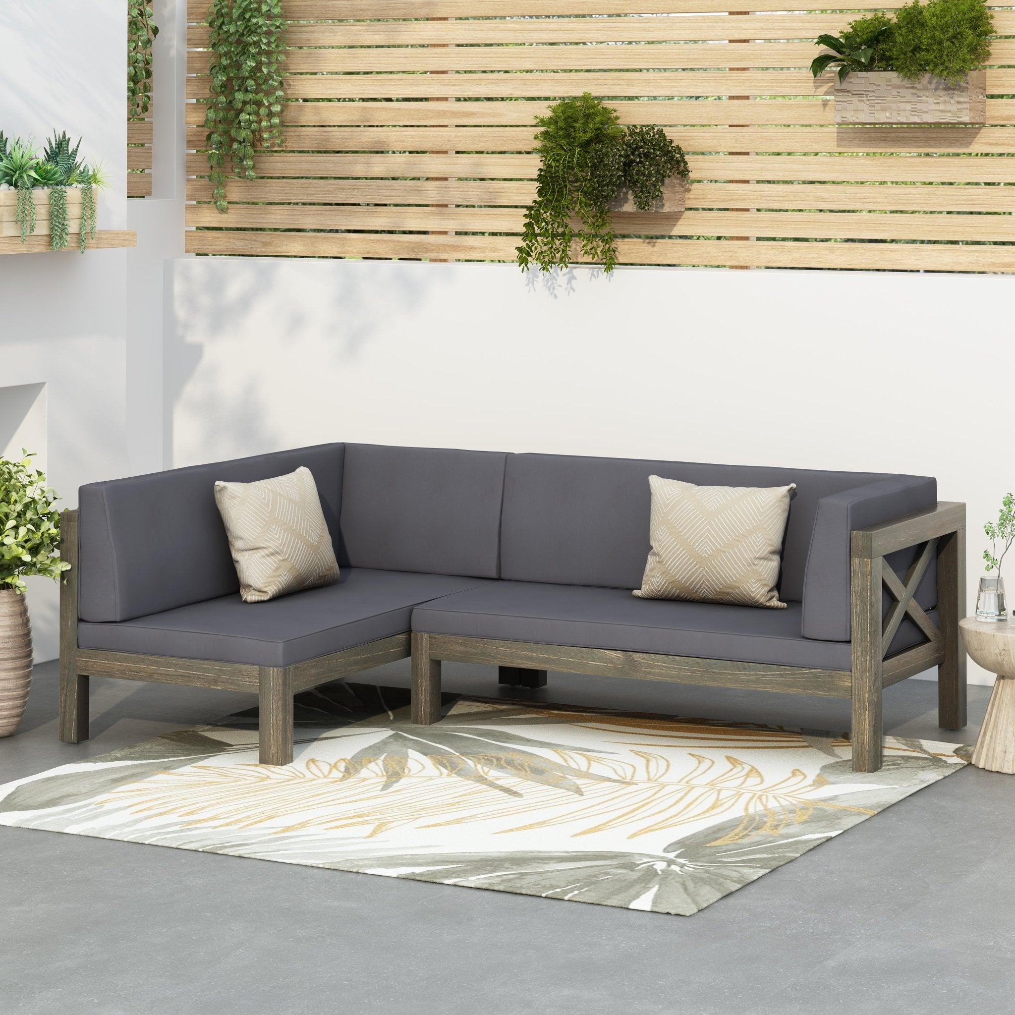 BRAVA X - BACK RIGHT CORNER BENCH OF SET 2 - Tuesday Morning - Outdoor Furniture Sets