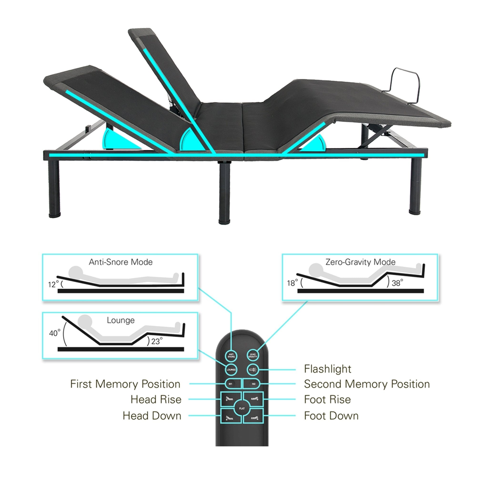 Bridgevine Home King Size Quick Assembly Adjustable Bed Frame with Voice Activated Controls - Tuesday Morning - Mattresses