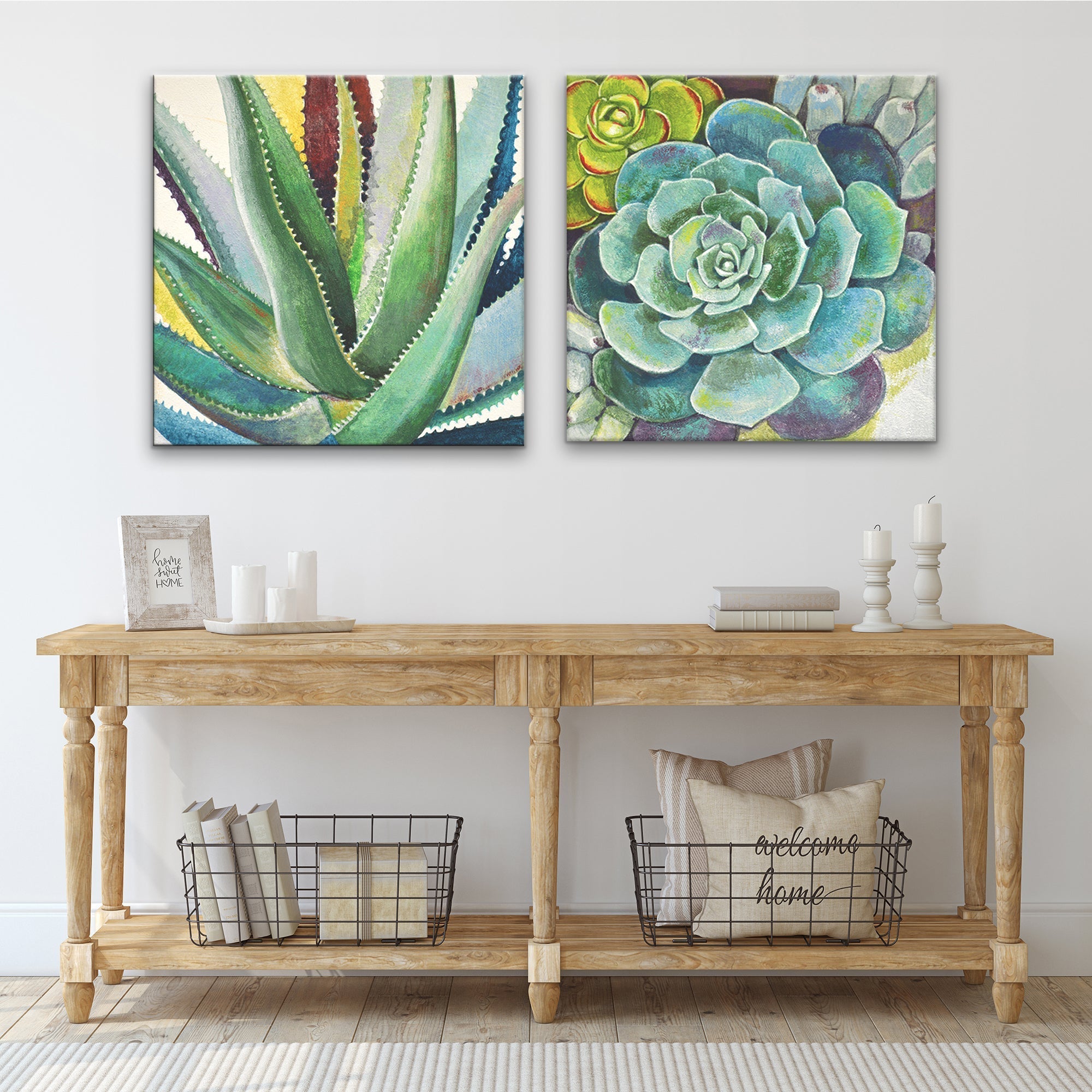 Brilliant Succulents I/II' Wrapped Canvas Wall Art Set - Tuesday Morning - Wall Art