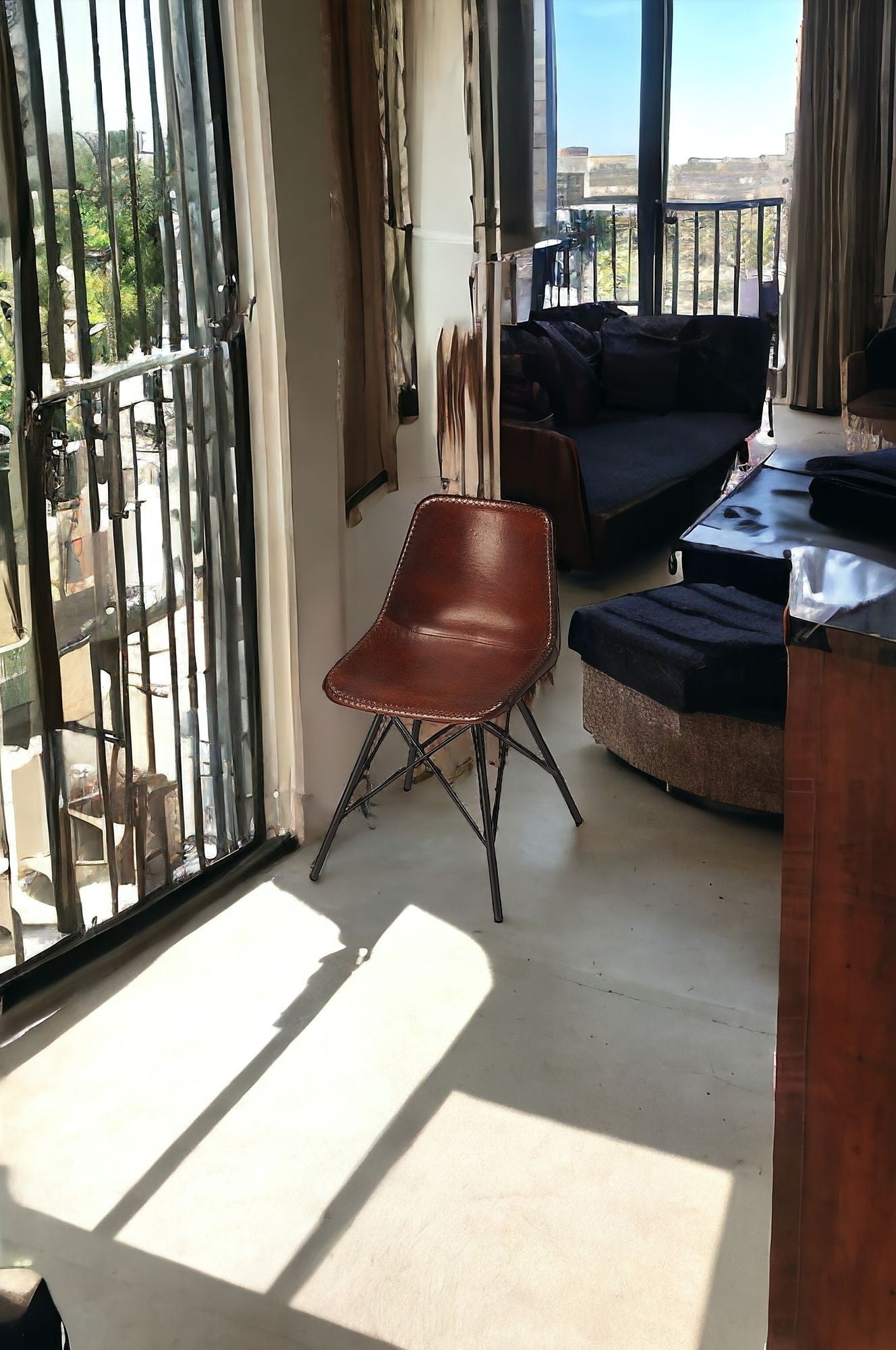 Brown And Black Faux Leather Side Chair - Tuesday Morning - Bar Chairs