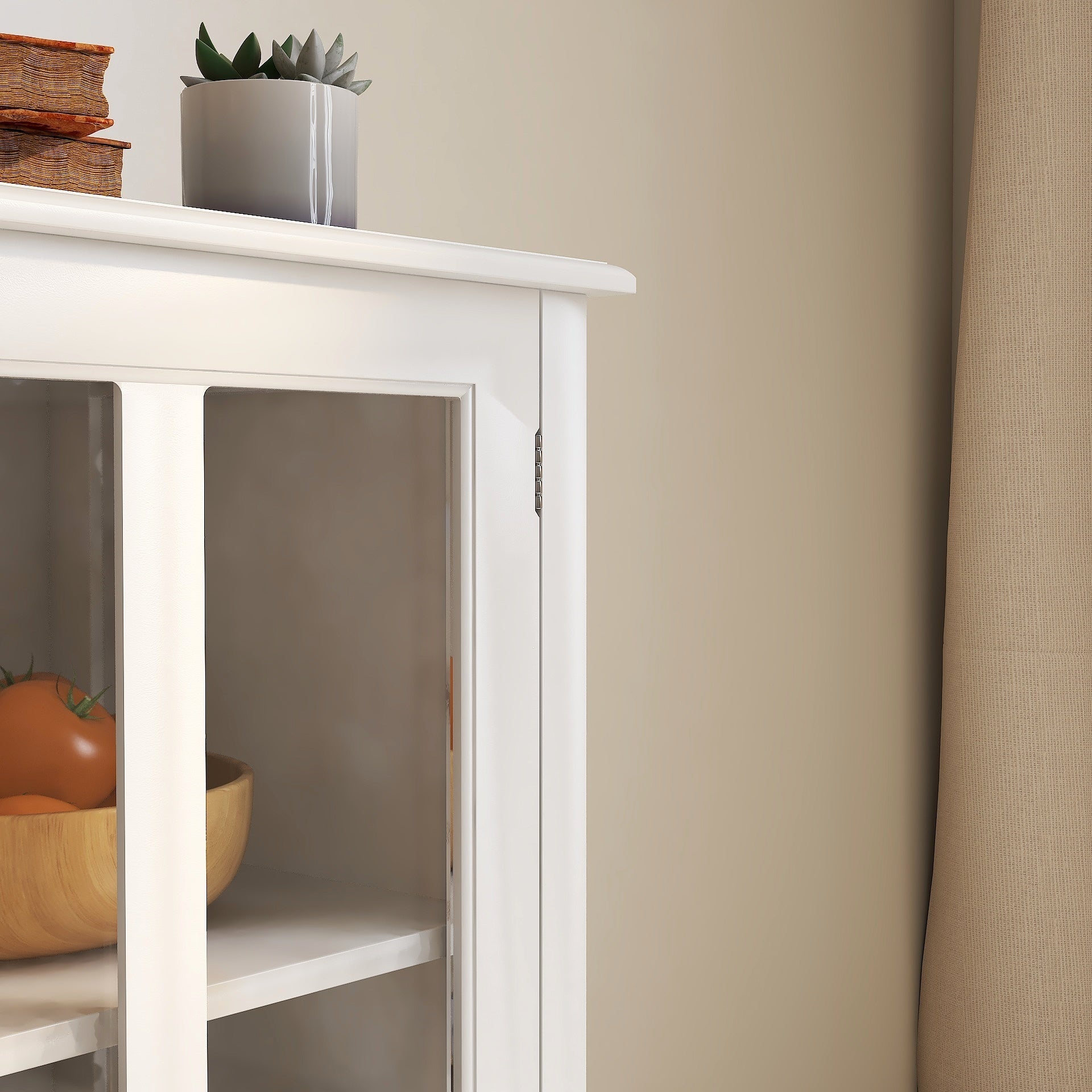 Buffet storage cabinet with double glass doors and unique bell handle - Tuesday Morning - Cabinets & Storage